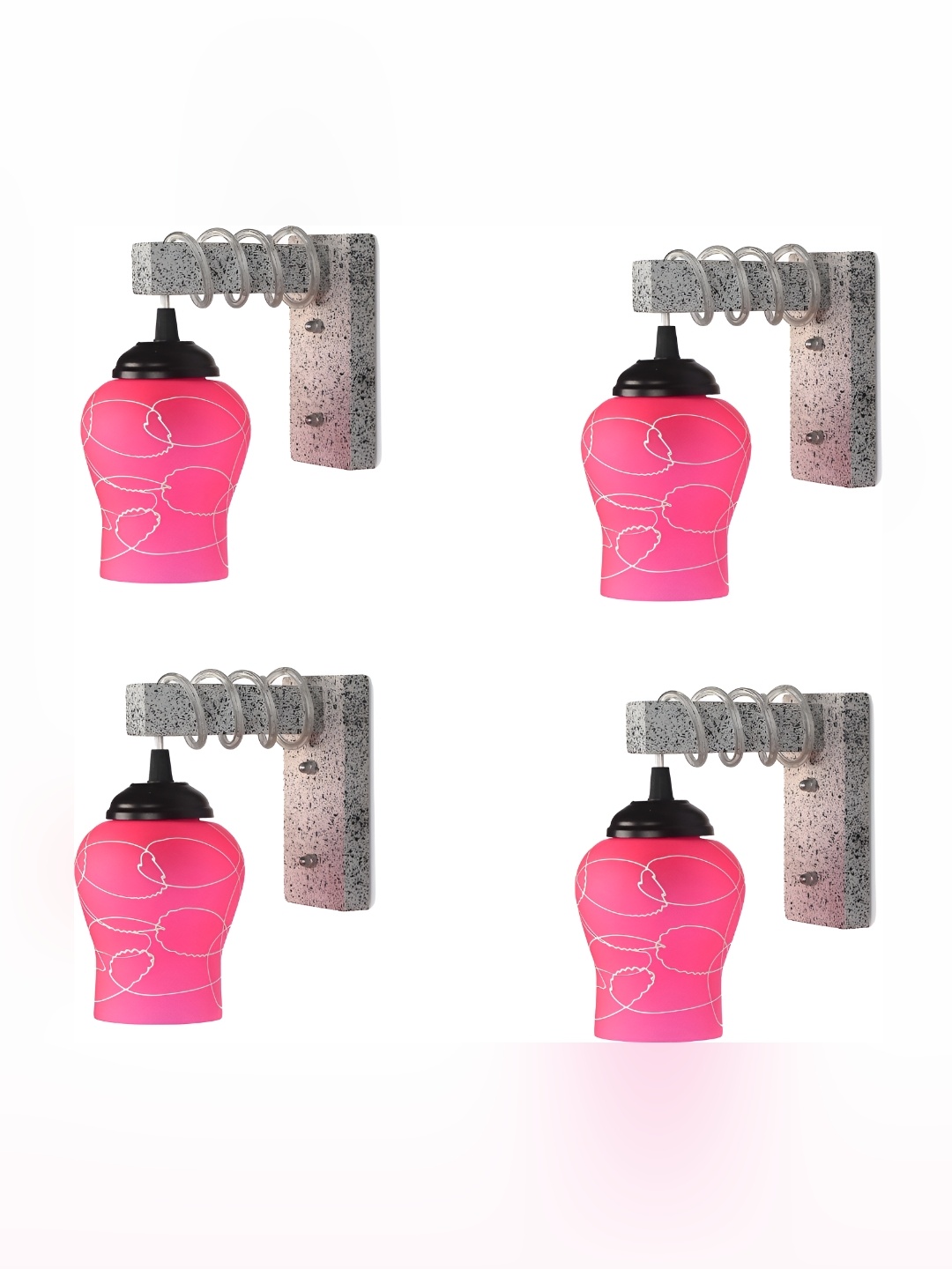 

Afast Pink & White 4 Pieces Textured Glass Wall Lamp