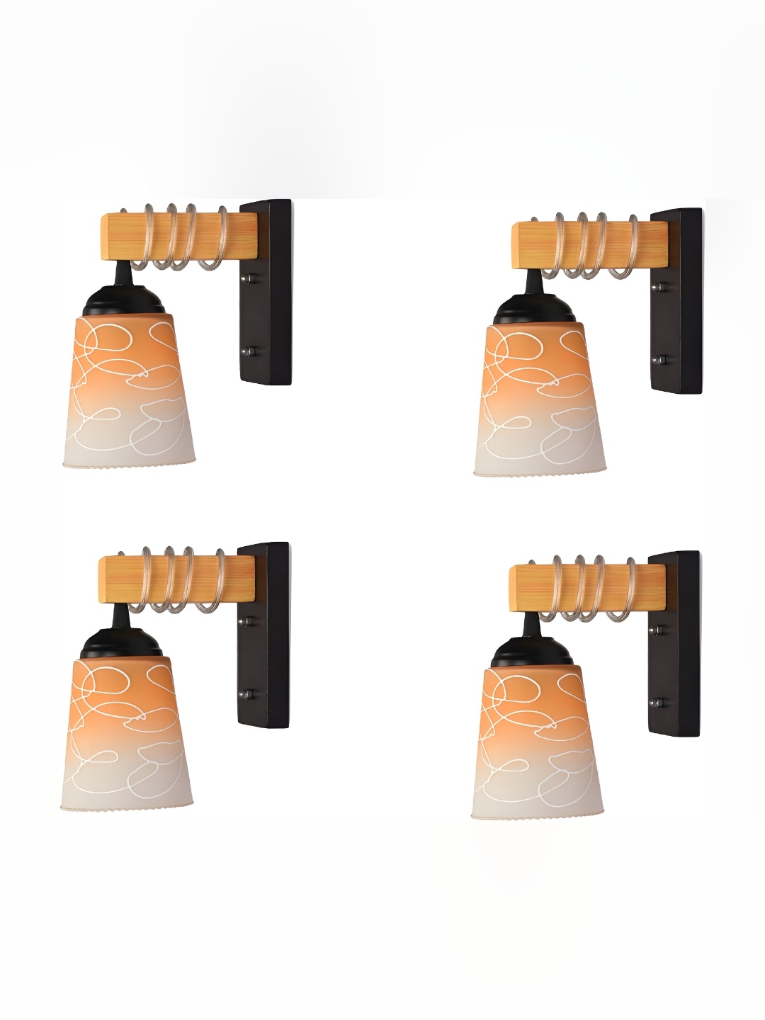 

Afast White and Orange 4 Pieces Glass Wall Lamps