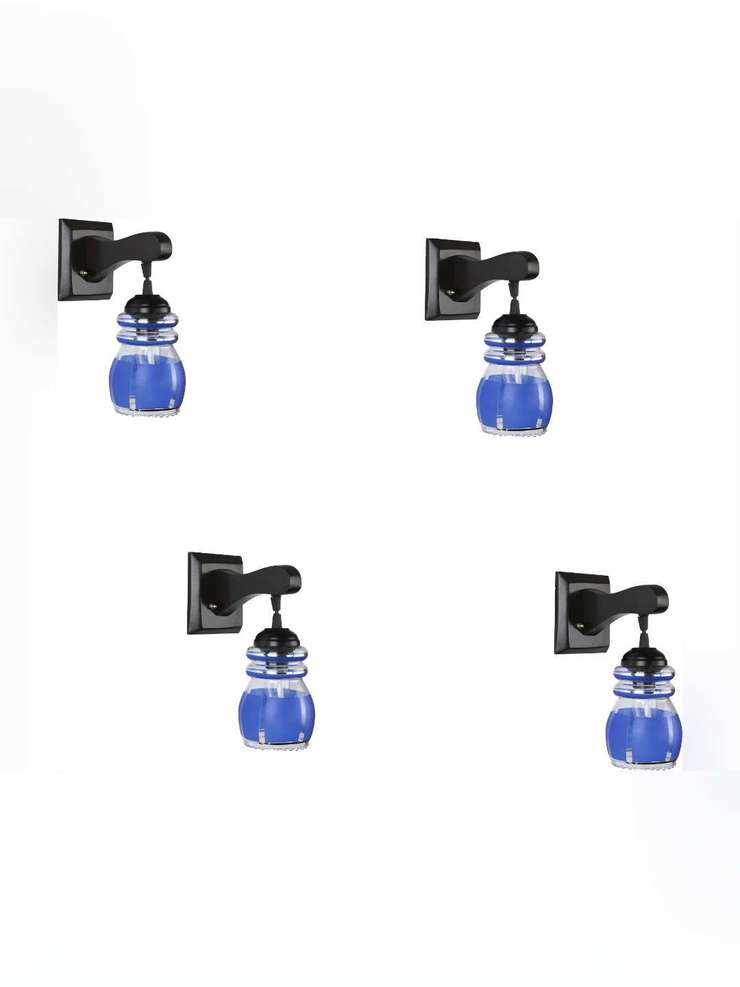

Afast Blue & White 4 Pcs Printed Contemporary Glass Wall Lamp