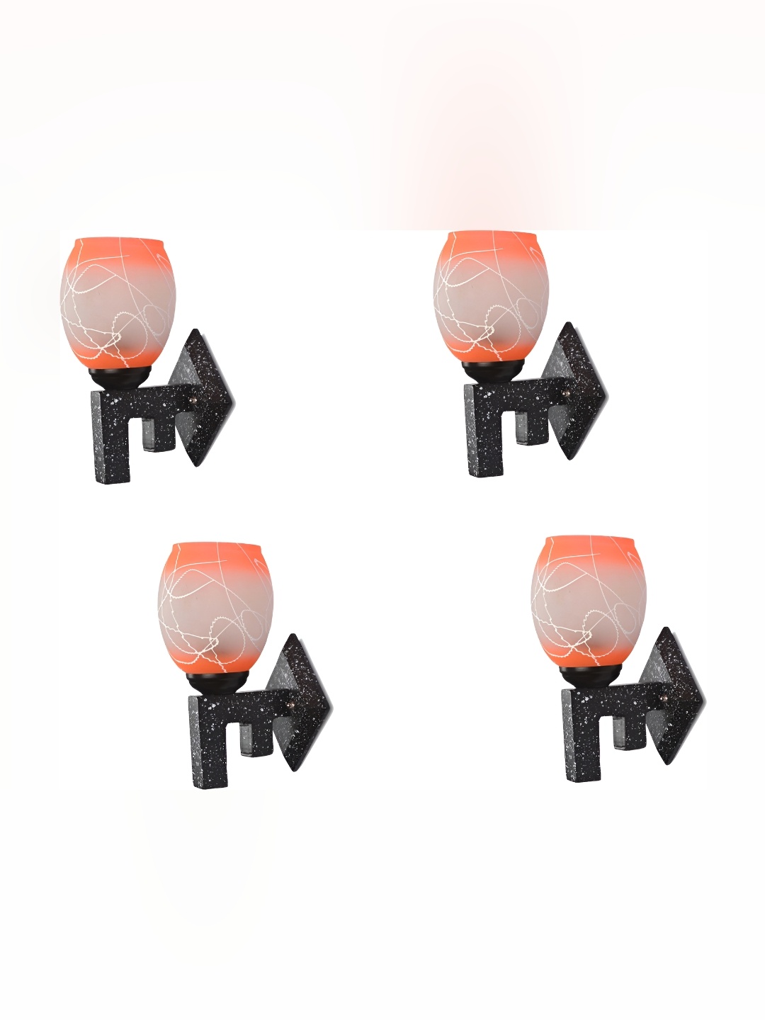 

Afast Orange & White 4 Pieces Glass Printed Abstract Shaped Wall Lamps