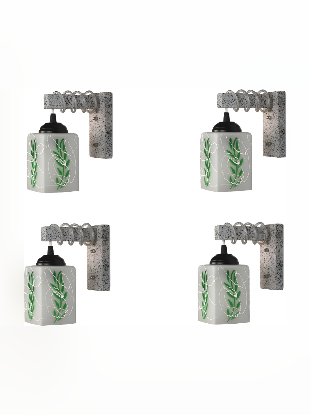 

Afast White & Green 4 Pieces Printed Abstract Shaped Contemporary Glass Wall Lamps