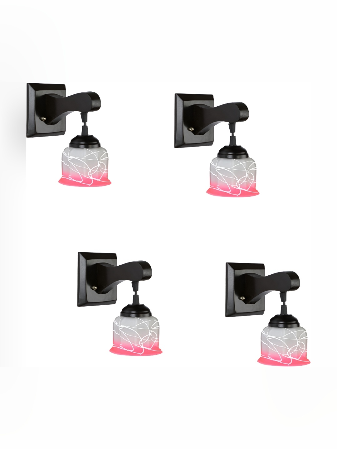 

Afast Pink & Black 4 Pieces Printed Contemporary Glass Bell Wall Lamp