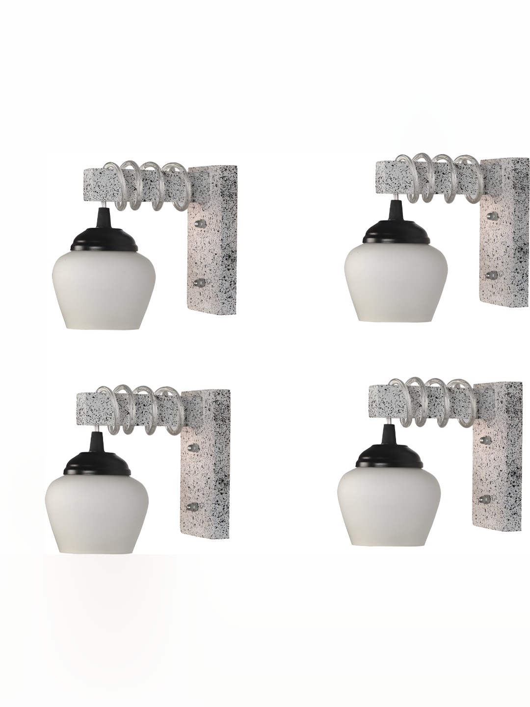 

Afast White & Black 4 Pieces Abstract Shaped Contemporary Glass Wall Lamps