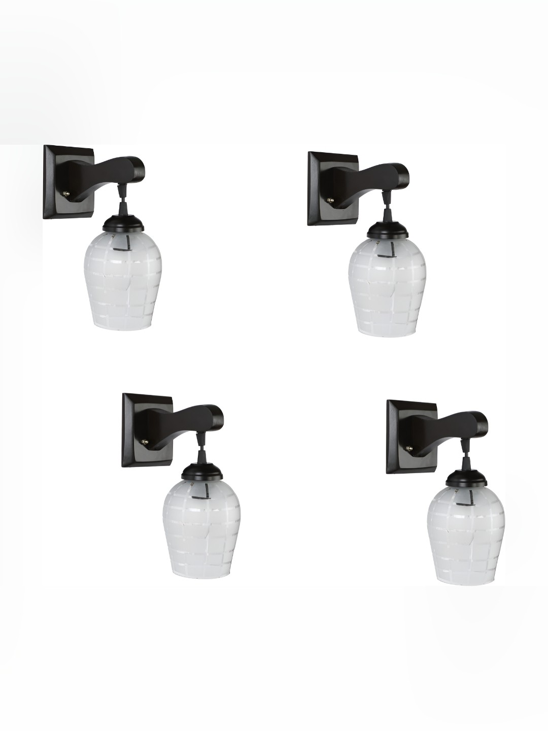

Afast Transparent & Black 4 Pcs Printed Contemporary Glass Wall Lamp