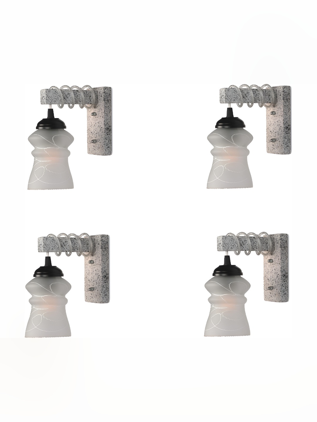 

Afast Grey & White 4 Pieces Printed Bell Shaped Glass Contemporary Wall Lamp