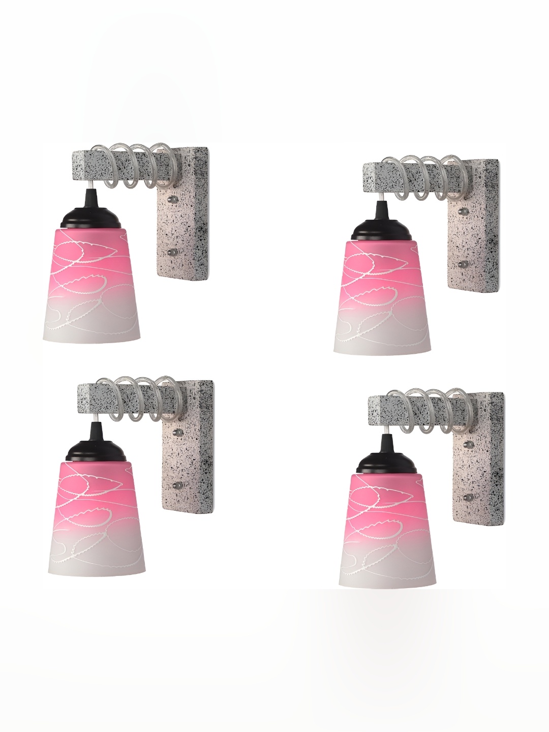 

Afast Pink & White 4 Pieces Printed Contemporary Glass Wall Lamps