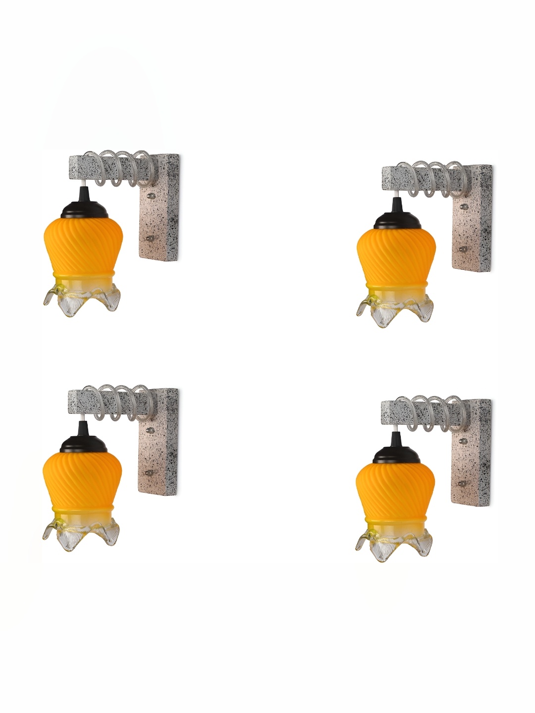 

Afast Yellow and White 4 Pieces Glass Wall Lamps