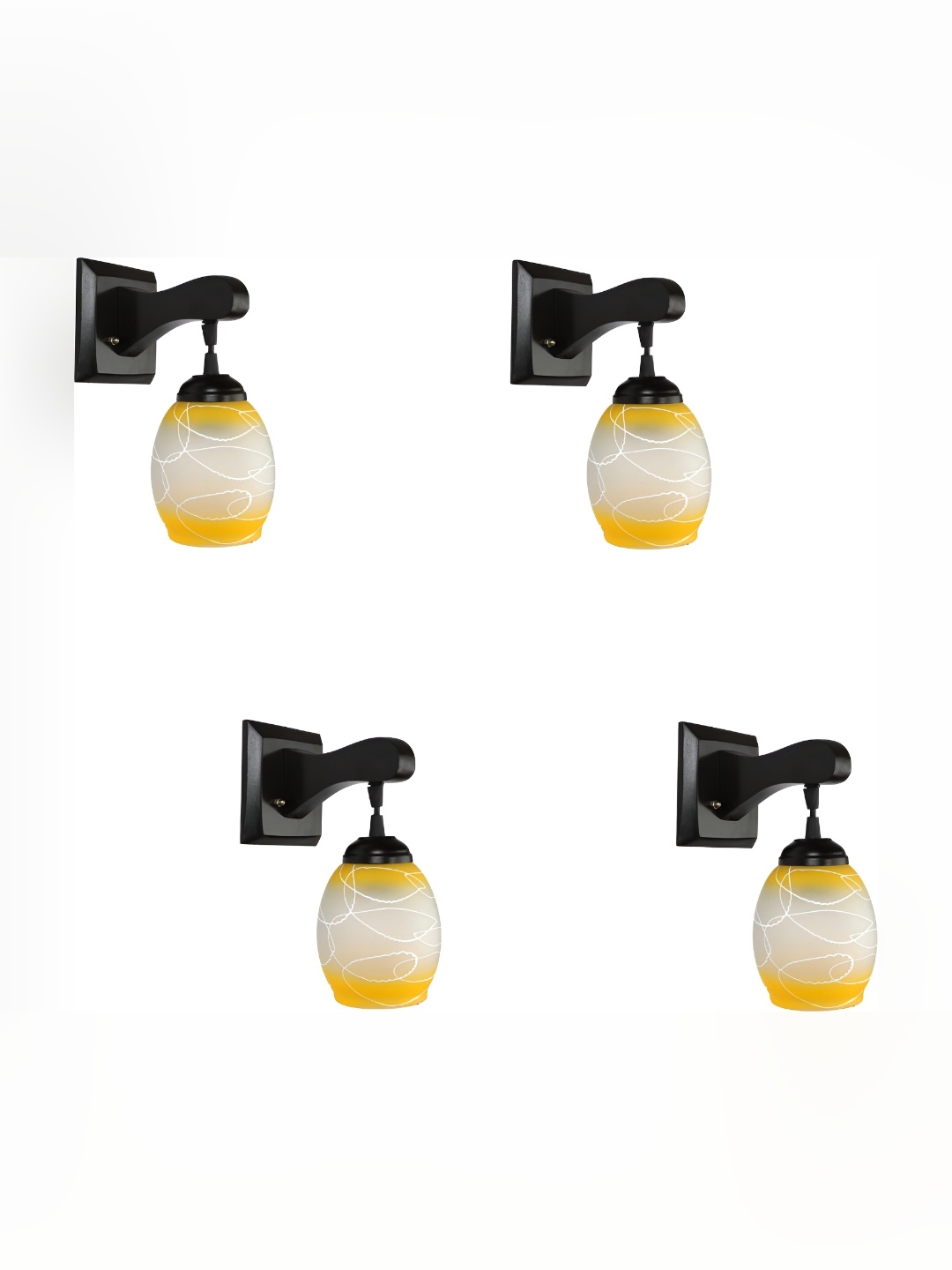 

Afast White & Yellow 4 Pieces Printed Contemporary Glass Wall Lamps