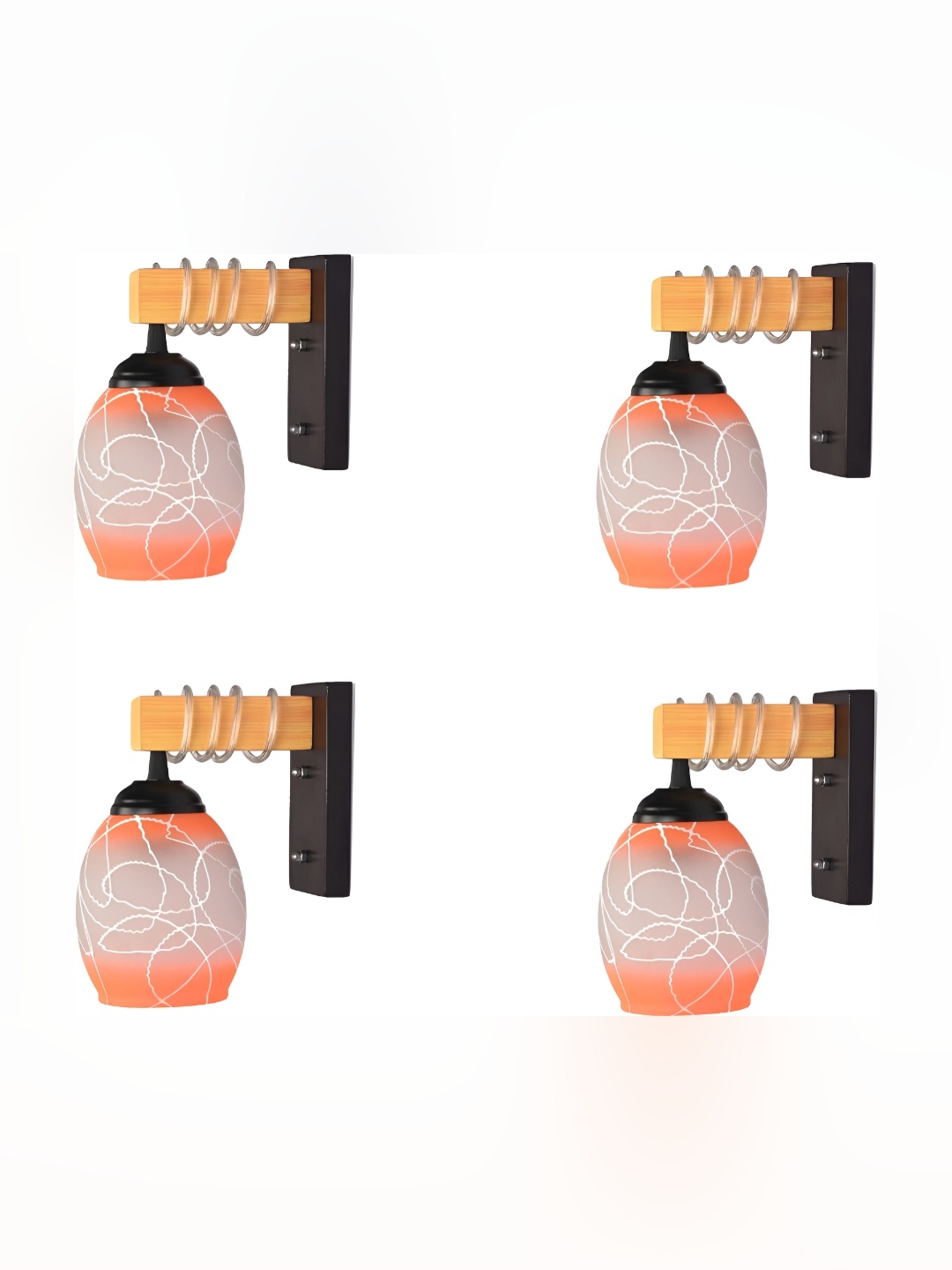 

Afast White & Orange 4 Pieces Bell Shaped Glass Wall Lamp