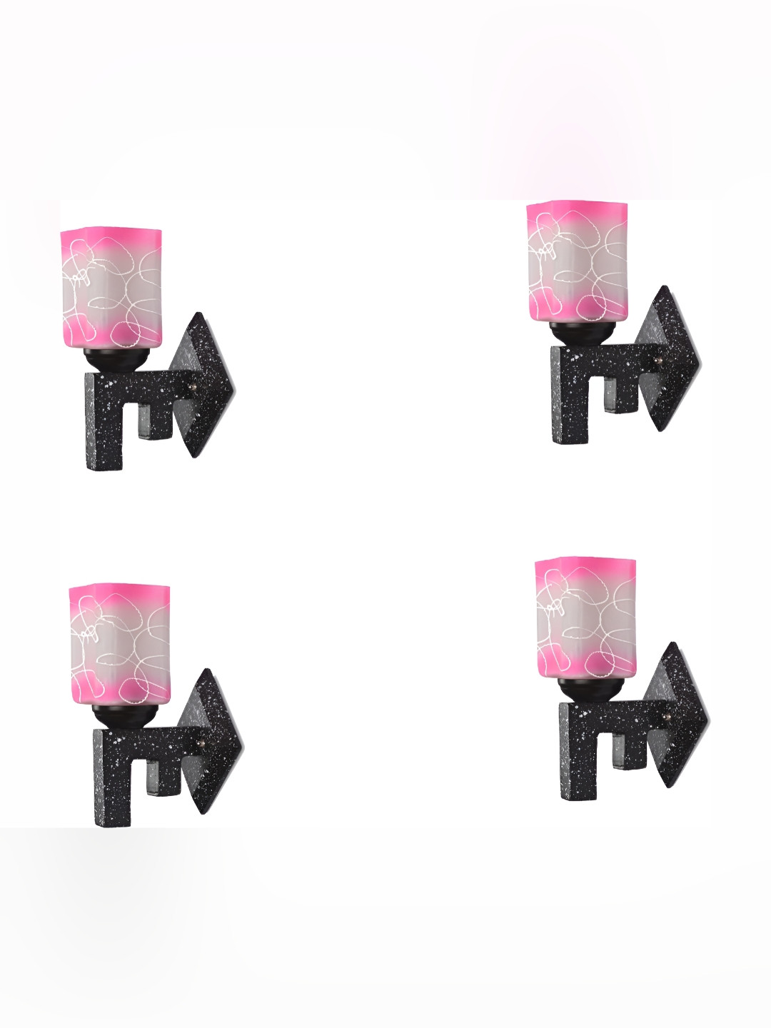 

Afast White & Pink 4 Pieces Rectangular Glass Wall Lamp