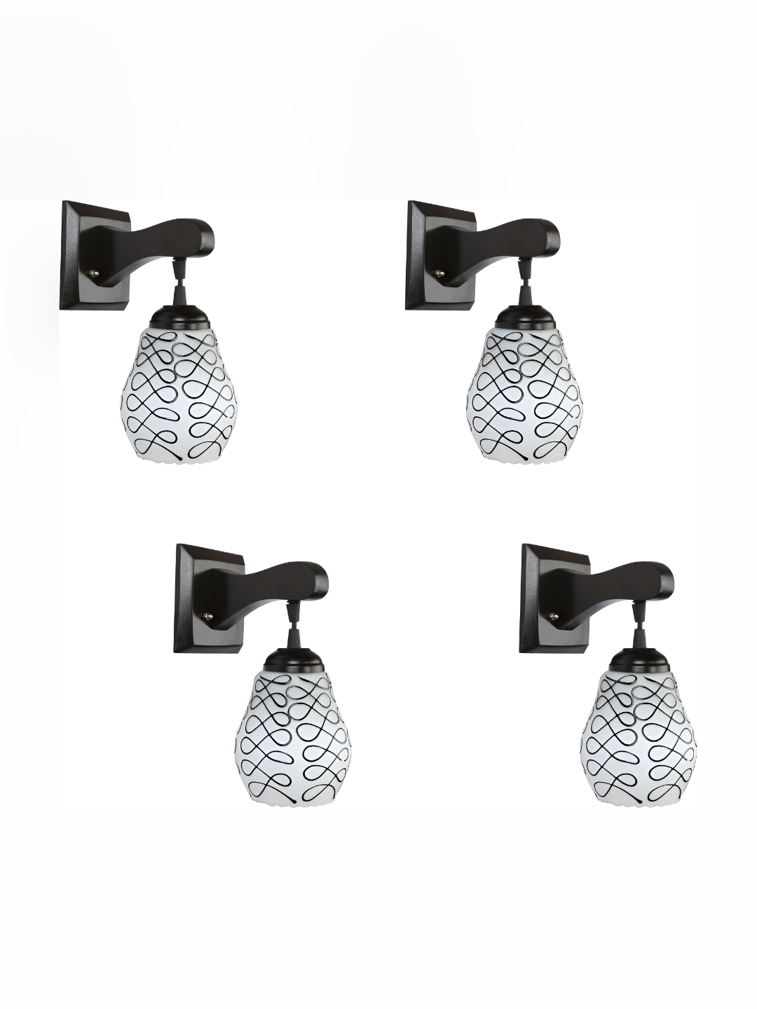 

Afast Black & Black 4 Pieces Printed Contemporary Glass Bell Wall Lamp