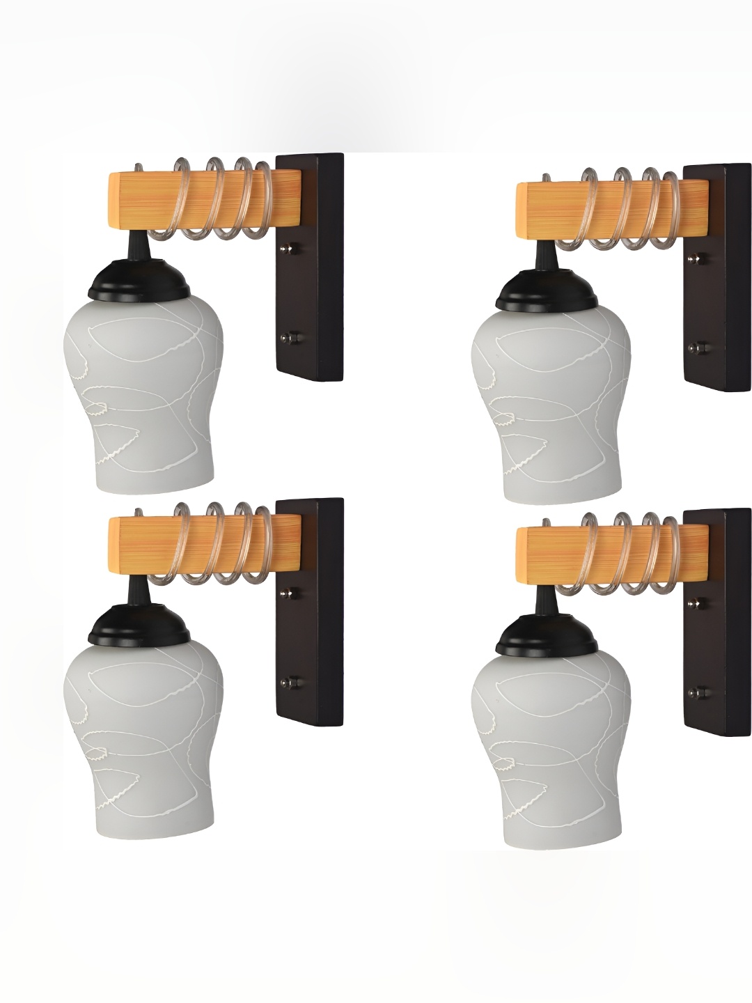 

Afast White & Black 4 Pieces Printed Bell Shaped Glass Contemporary Wall Lamp