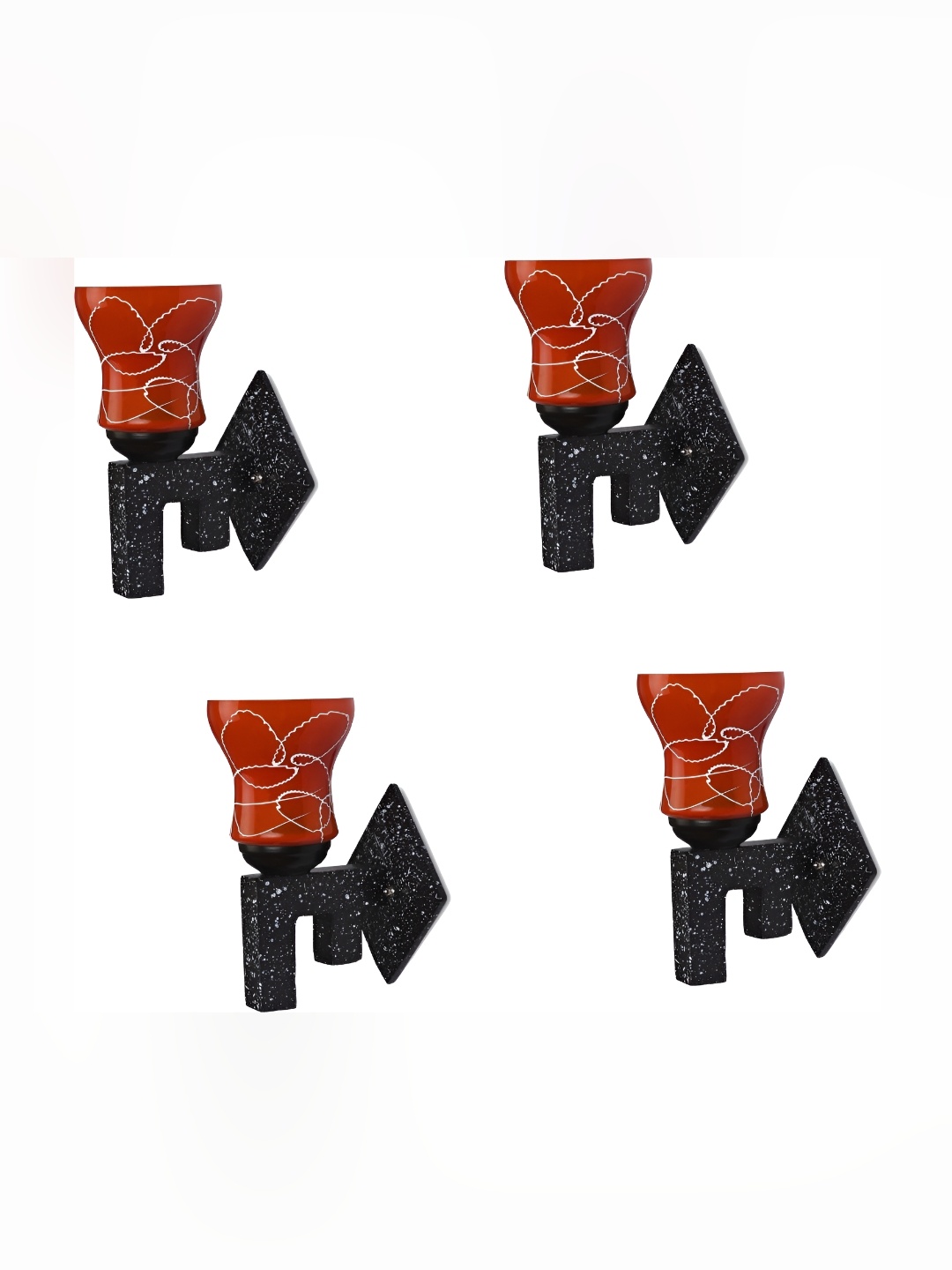 

Afast Red & White 4 Pieces Textured Glass Wall Lamps