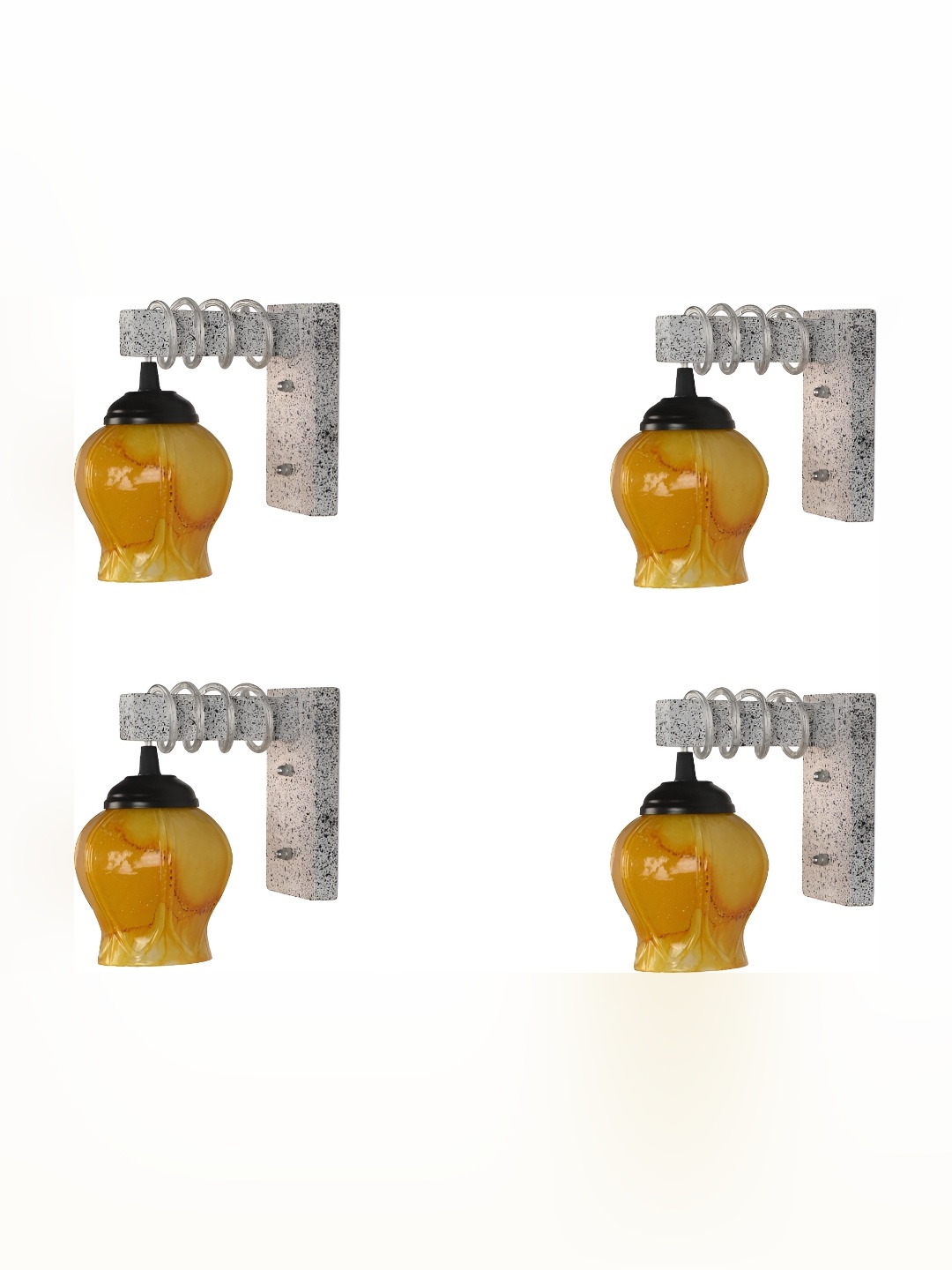 

Afast Yellow 4 Pcs Textured Bell Shaped Wall Lamps