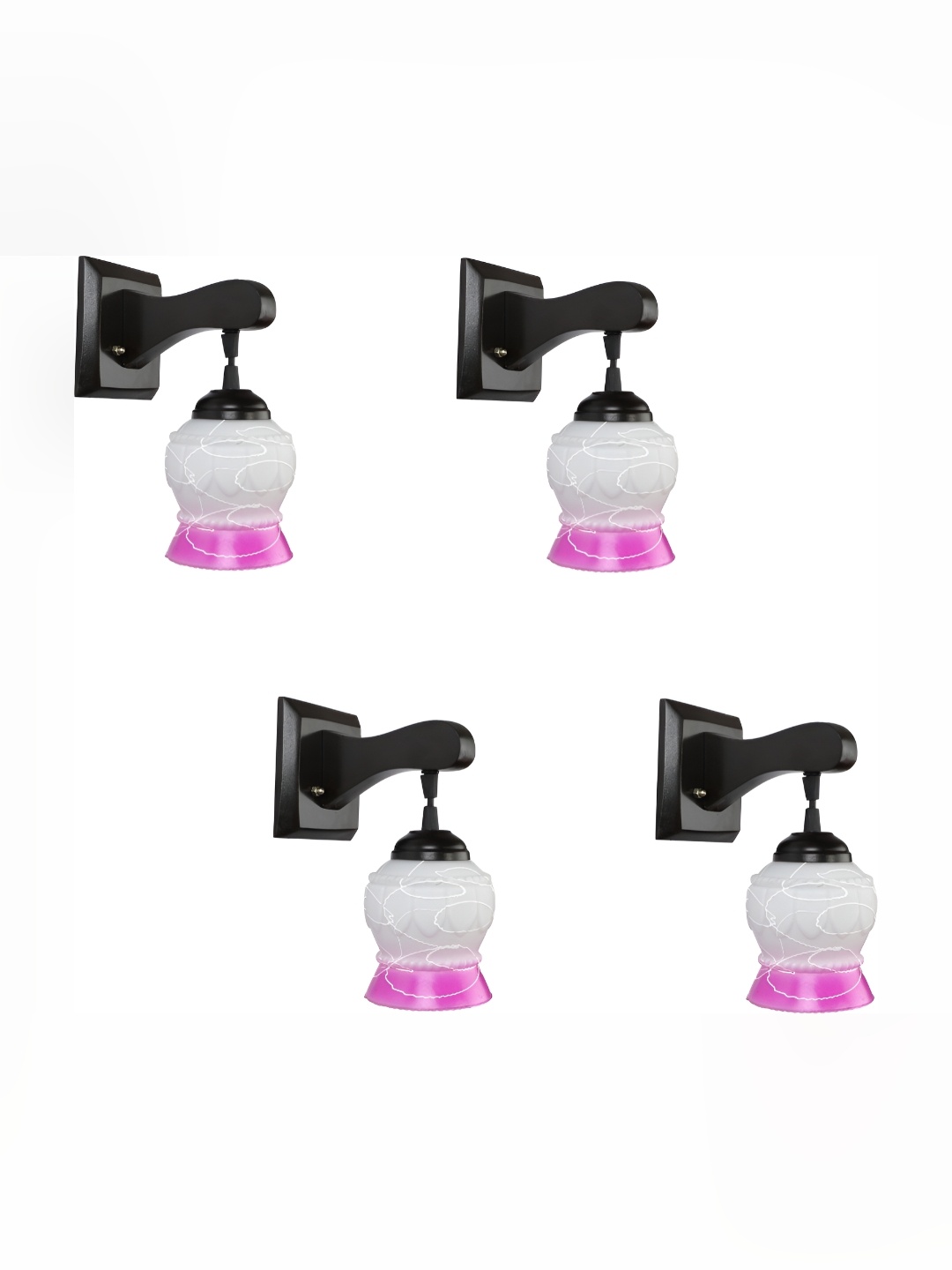 

Afast White & Pink 4 Pieces Printed Bell Shaped Glass Wall Lamp