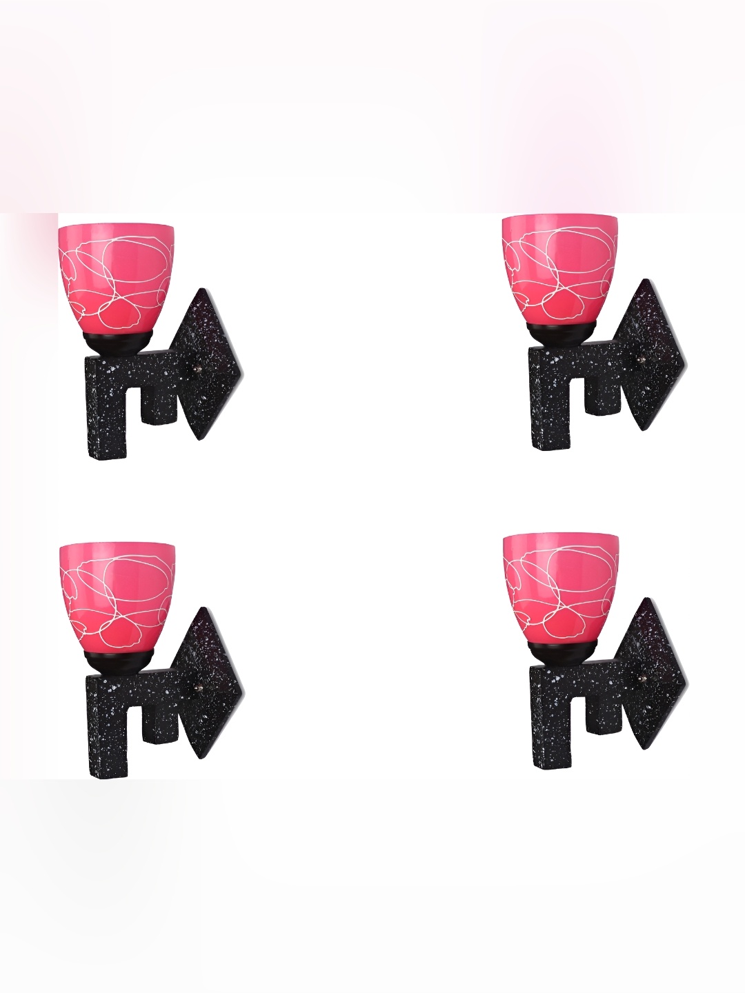 

Afast Pink and White 4 Pieces Glass Wall Lamps