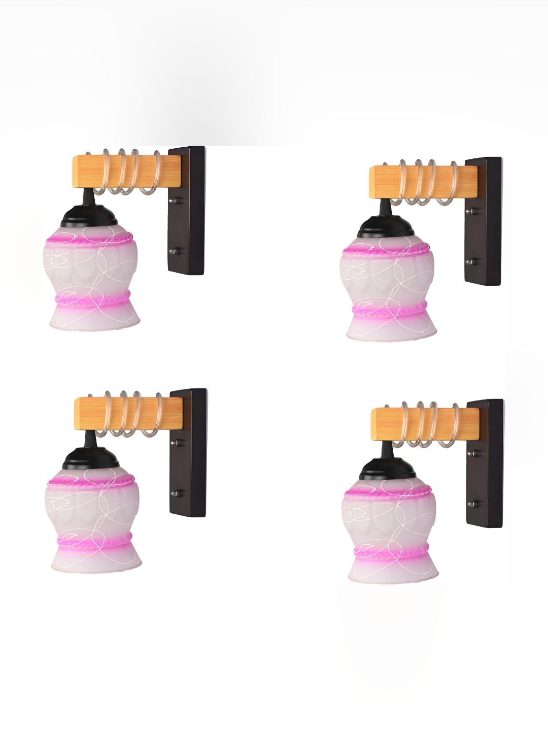 

Afast White & Pink 4 Pieces Textured Glass Wall Lamps