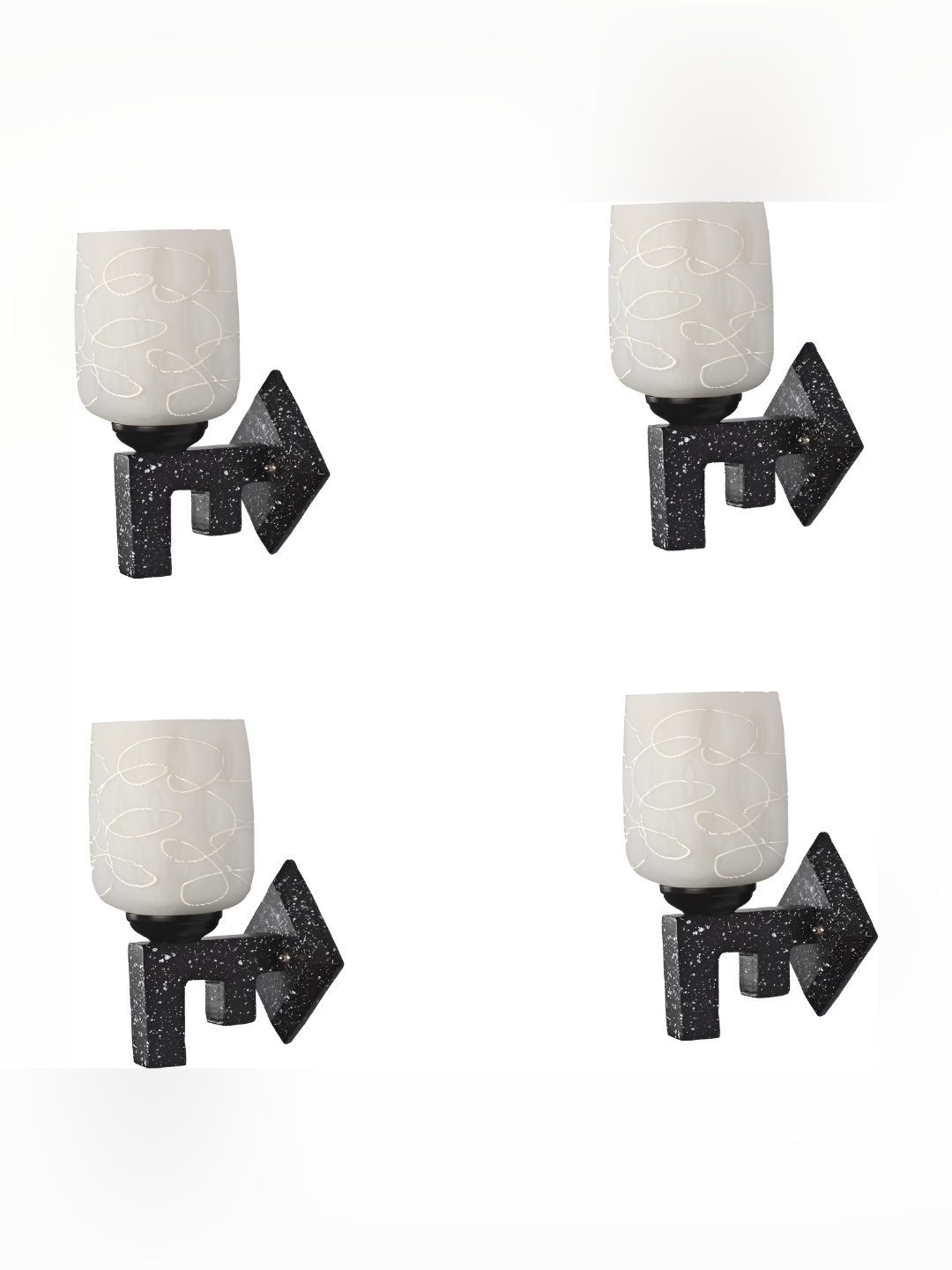 

Afast White 4 Pieces Glass Printed Cylinder Shaped Wall Lamps