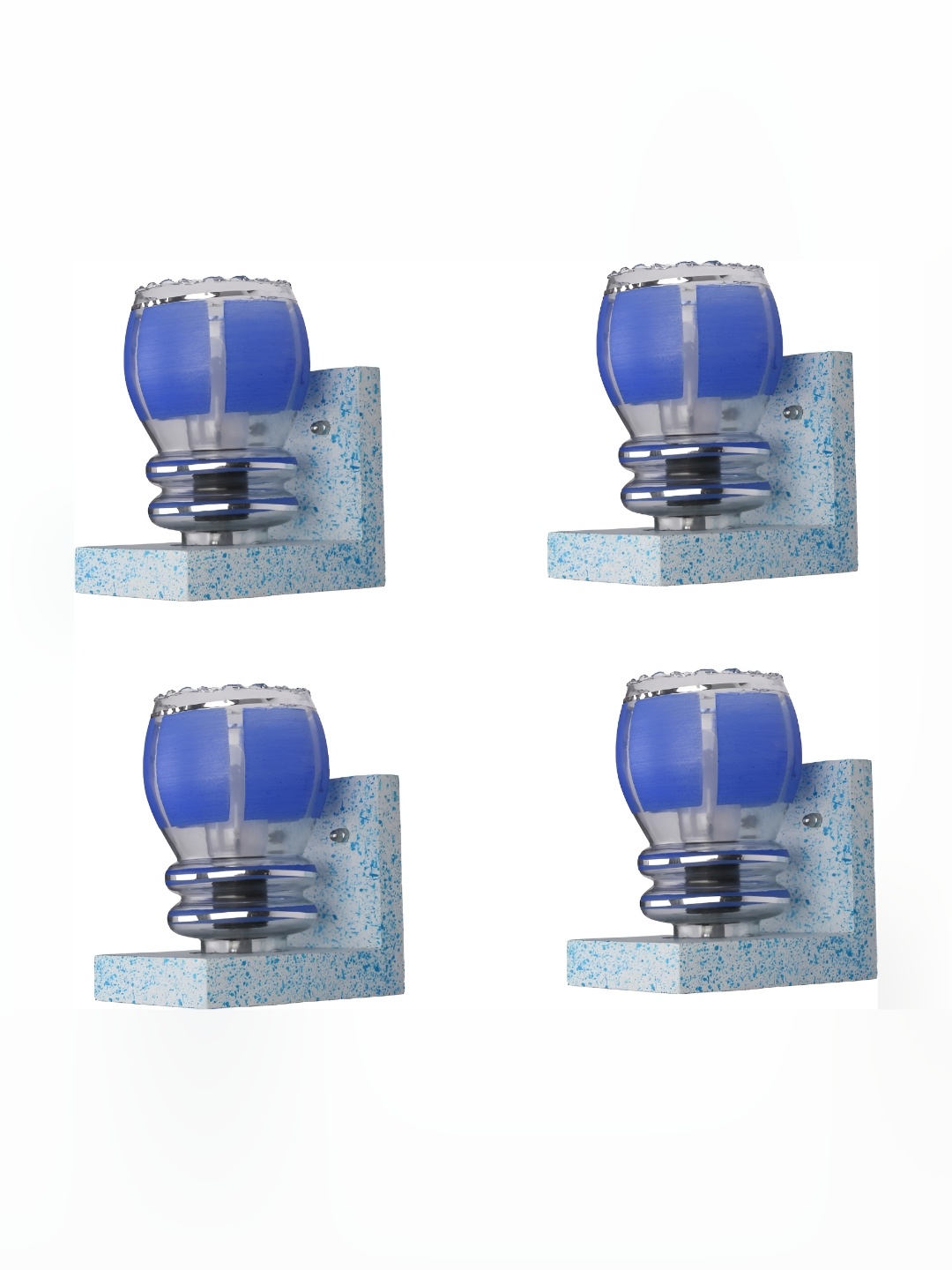 

Afast Transparent & Blue 4 Pieces Printed Abstract Shaped Glass Wall Lamps