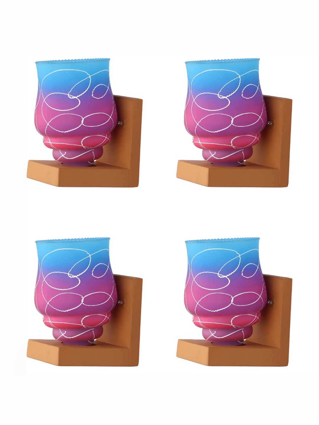 

Afast Pink & Blue 4 Pieces Colourblocked Abstract Shaped Glass Wall Lamps