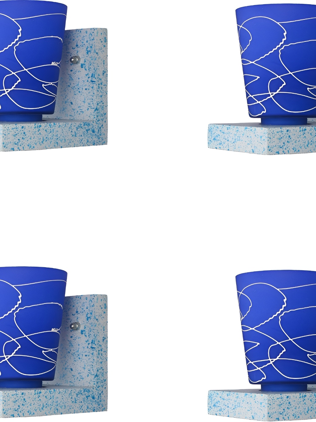 

Afast Blue & White 4 Pieces Printed Abstract Shaped Glass Wall Lamps