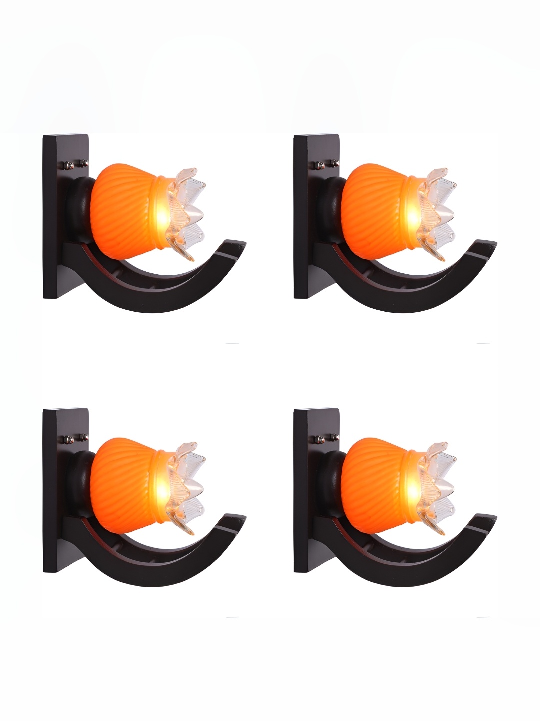 

Afast Orange & Black 4 Pieces Textured Abstract Shaped Glass Wall Lamps