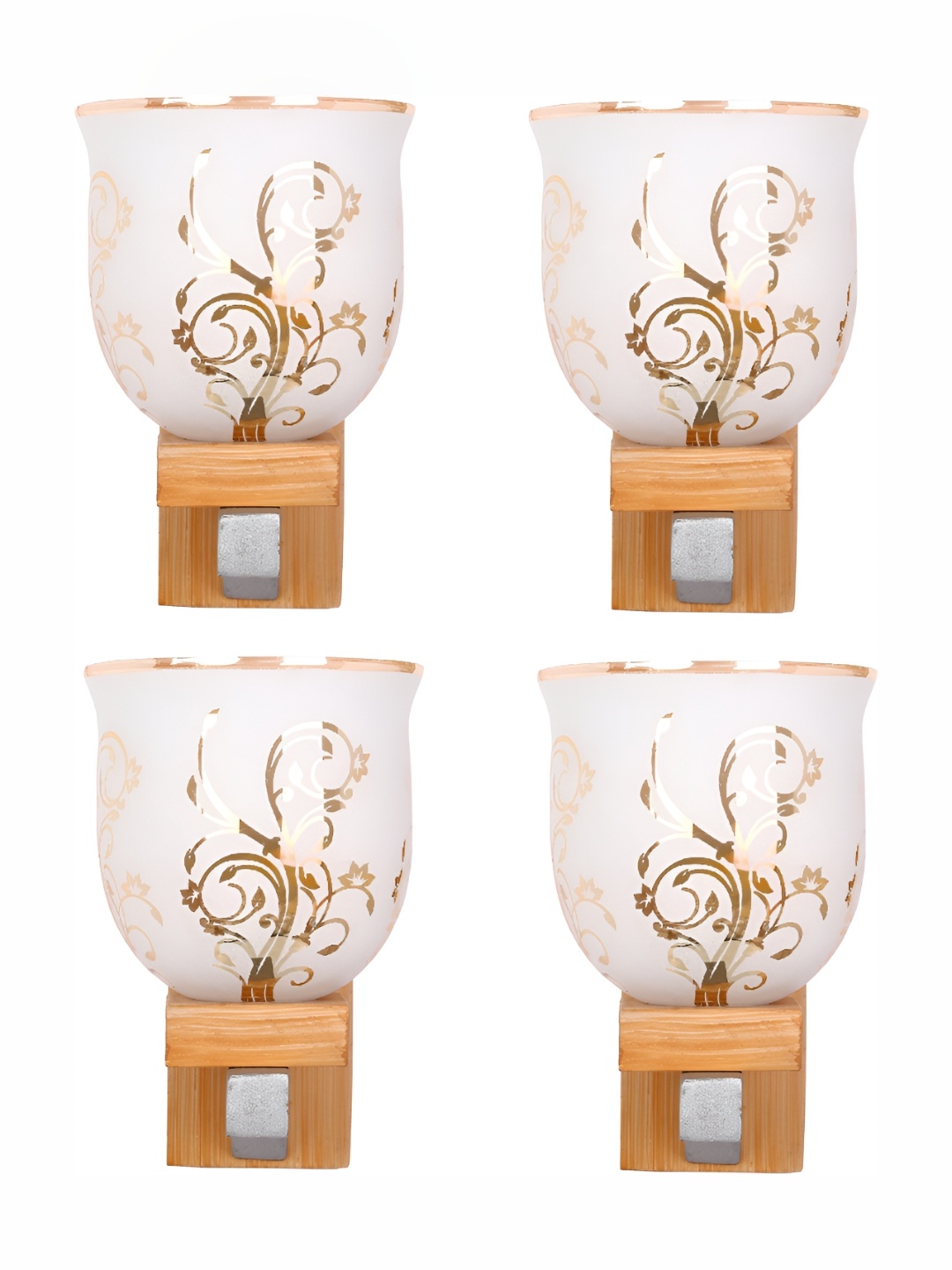 

Afast White & Brown 4 Pieces Printed Abstract Shaped Glass Wall Lamps