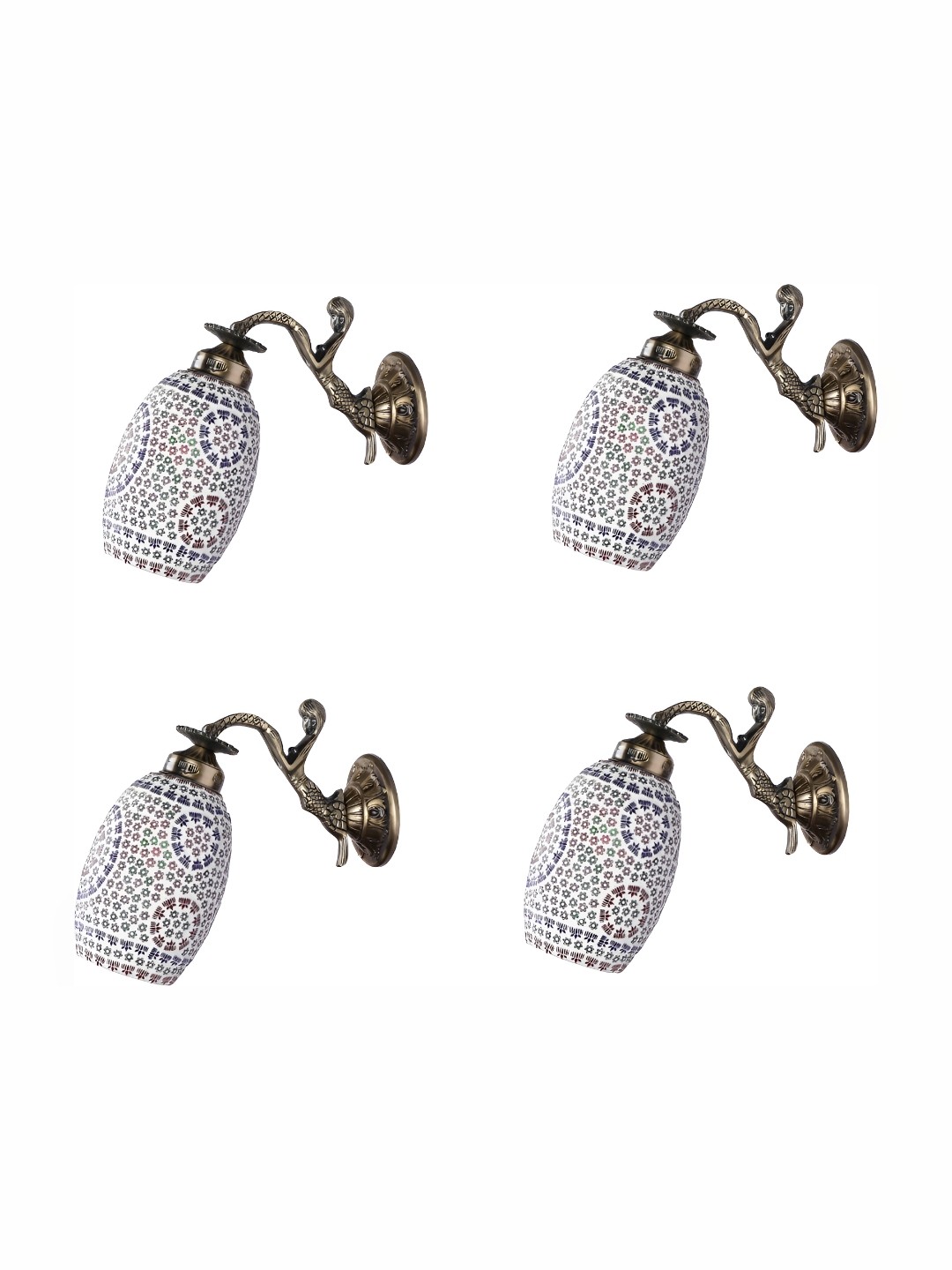 

Afast White & Blue 4 Pieces Bell Shaped Glass Wall Lamps