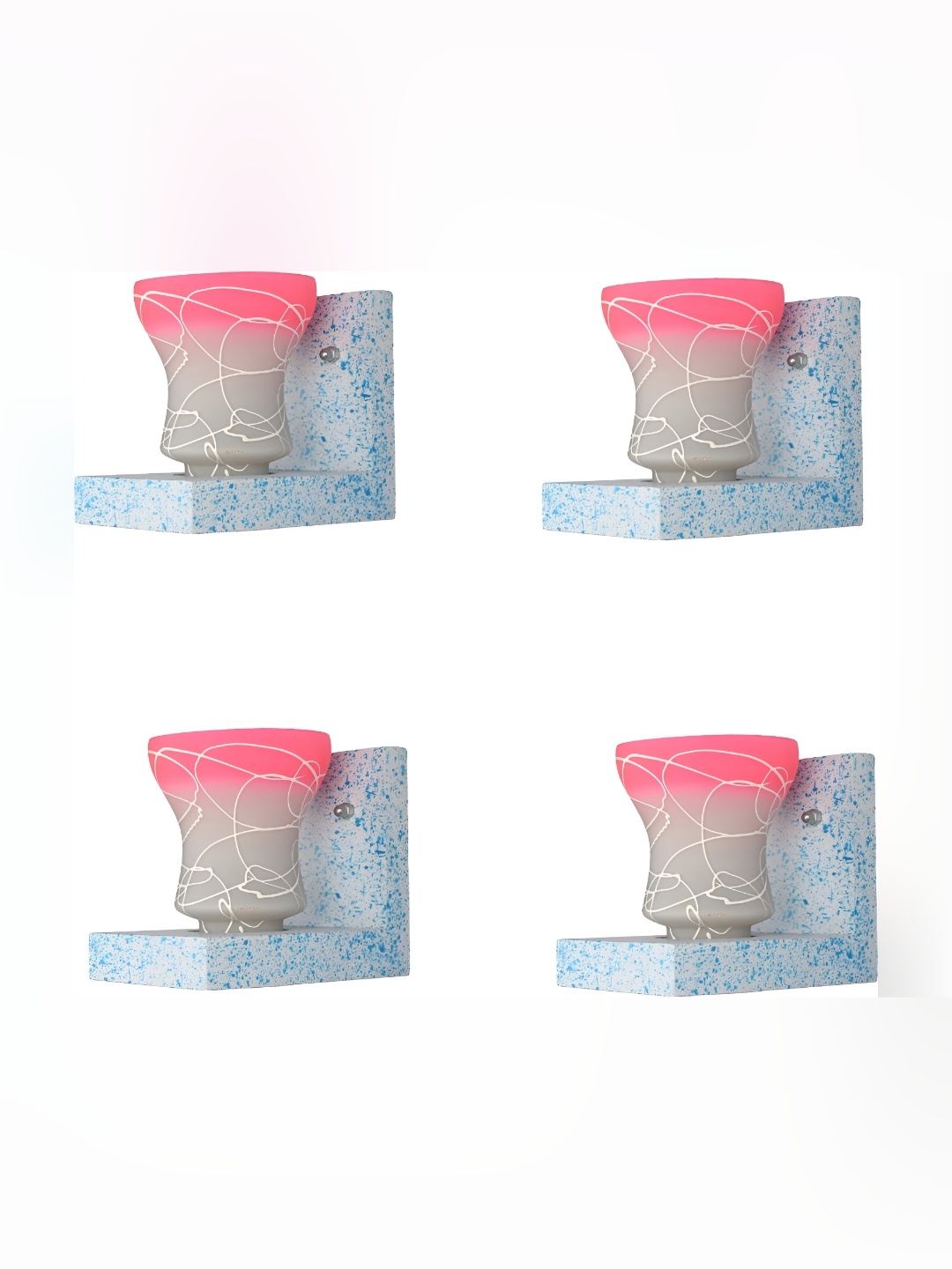 

Afast White & Pink 4 Pieces Bell Shaped Glass Wall Lamps