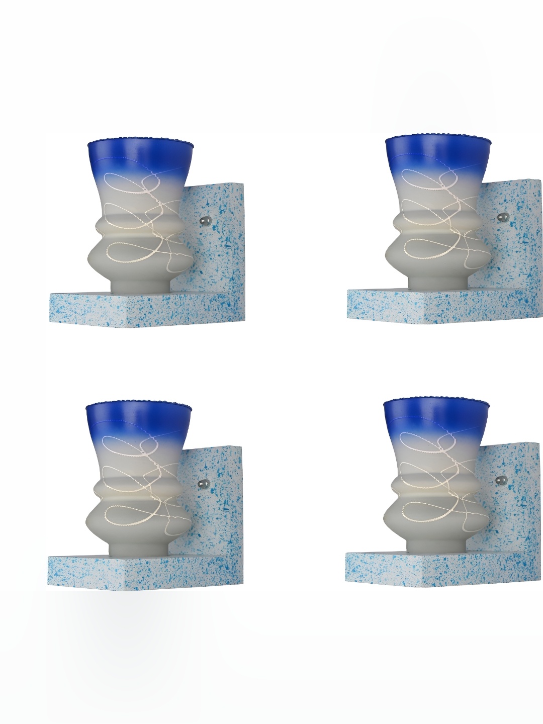 

Afast White & Blue 4 Pieces Bell Shaped Glass Wall Lamps