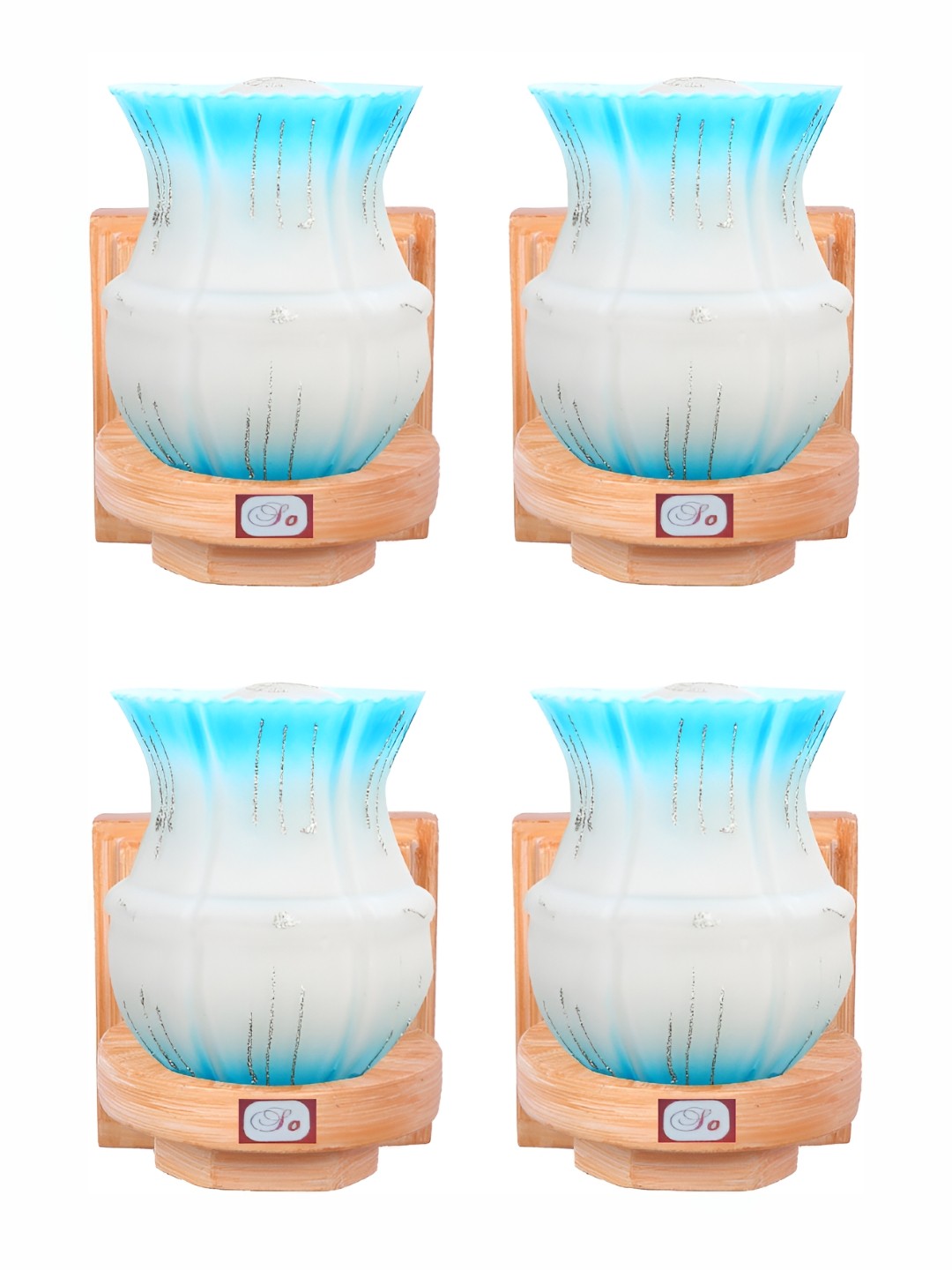 

Afast White & Blue 4 Pieces Bell Shaped Glass Wall Lamps
