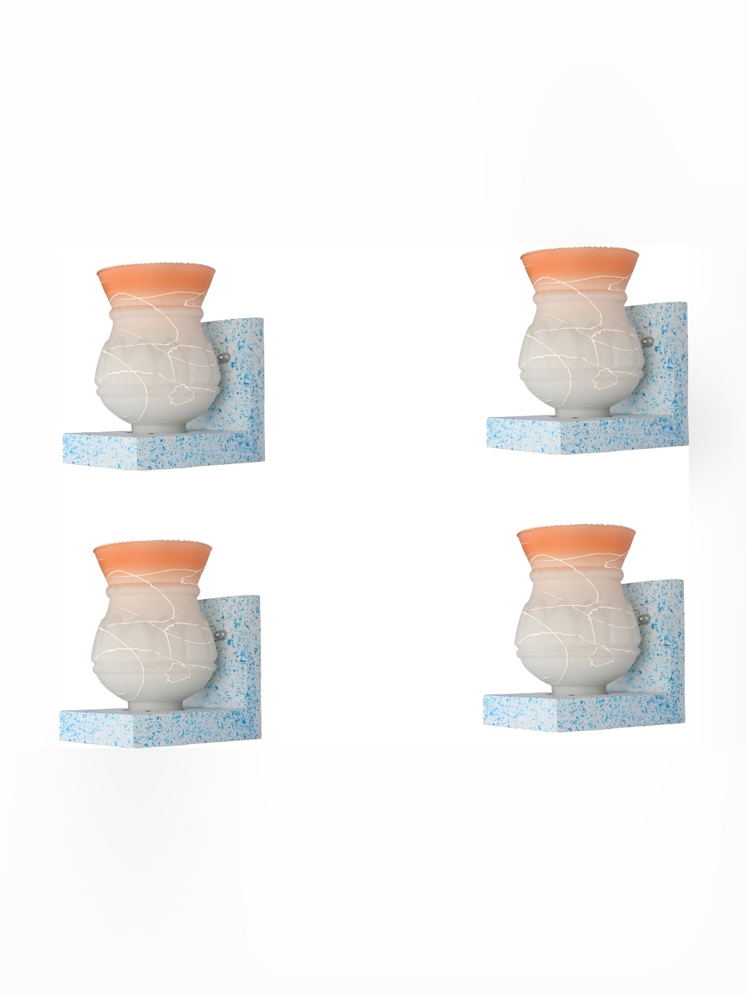 

Afast White & Orange 4 Pieces Printed Contemporary Glass Wall Lamps