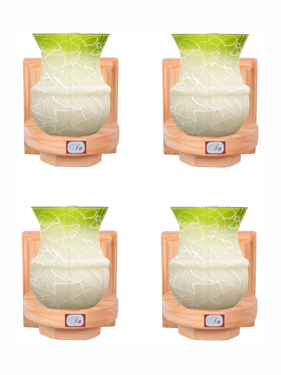 

Afast Green & White 4 Pieces Printed Contemporary Glass Wall Lamps