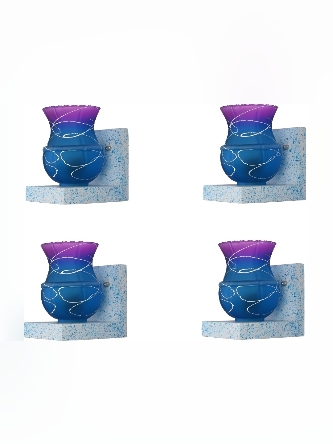 

Afast Blue & Purple 4 Pieces Printed Contemporary Glass Wall Lamps