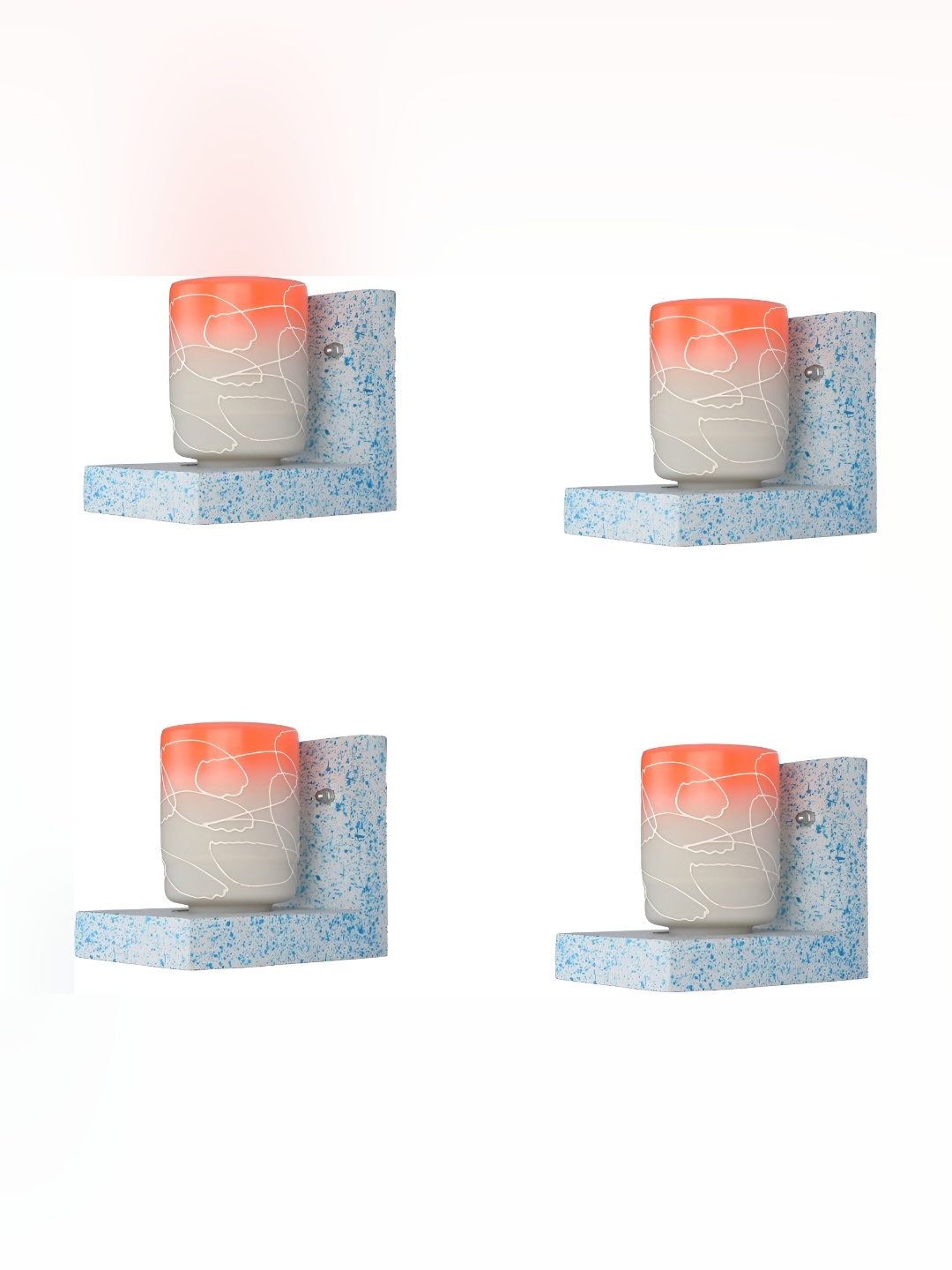 

Afast Orange & White 4 Pieces Printed Contemporary Glass Wall Lamps