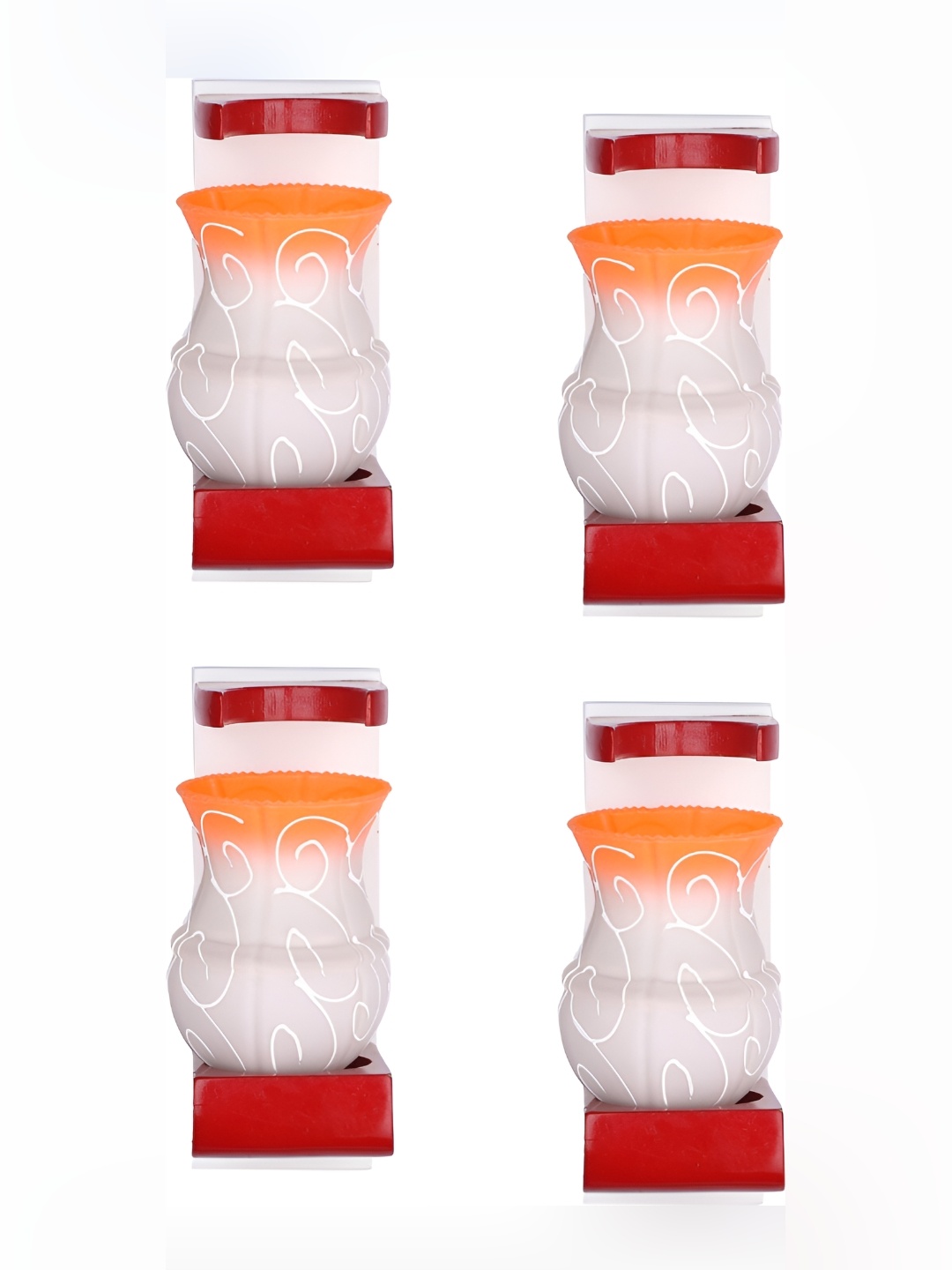 

Afast Orange & White 4 Pieces Printed Contemporary Glass Wall Lamps