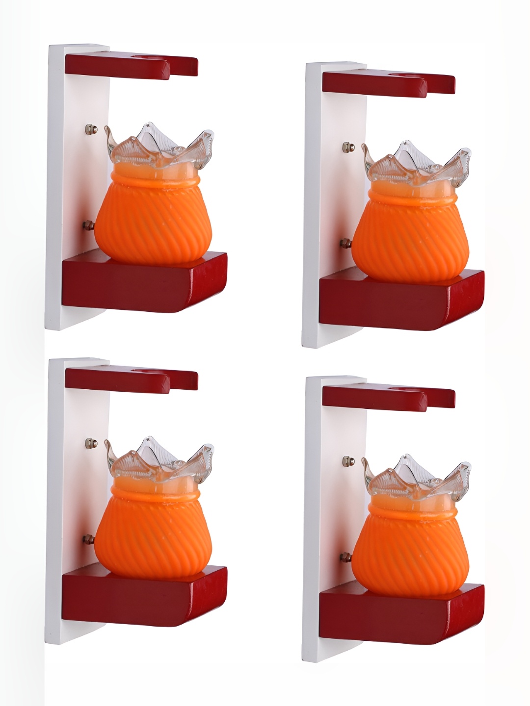 

Afast Orange & Brown 4 Pieces Textured Contemporary Glass Wall Lamps