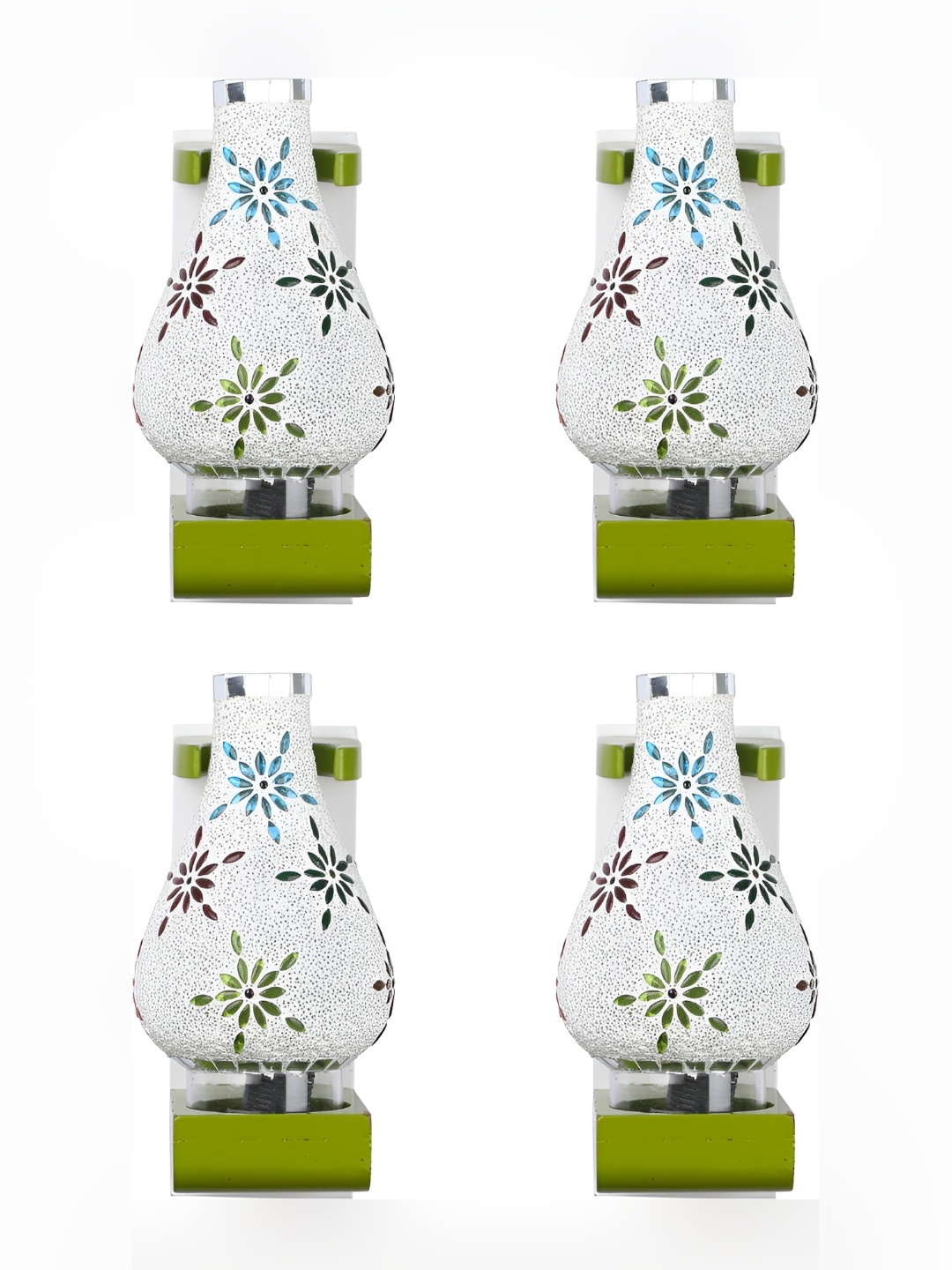 

Afast Green & White 4 Pieces Textured Contemporary Glass Wall Lamps