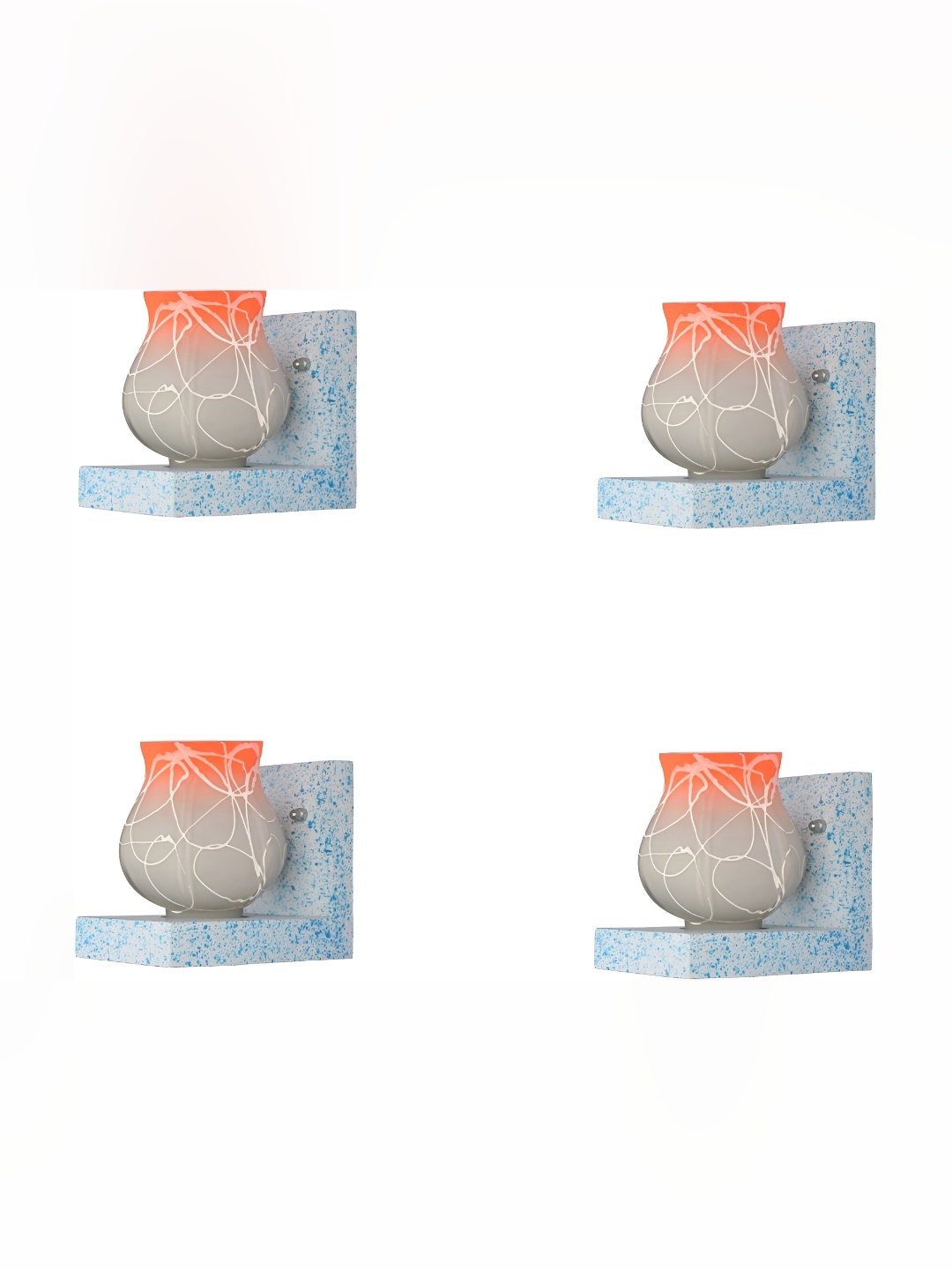 

Afast Gray & Orange 4 Pieces Printed Bell Shaped Glass Wall Lamp, Grey