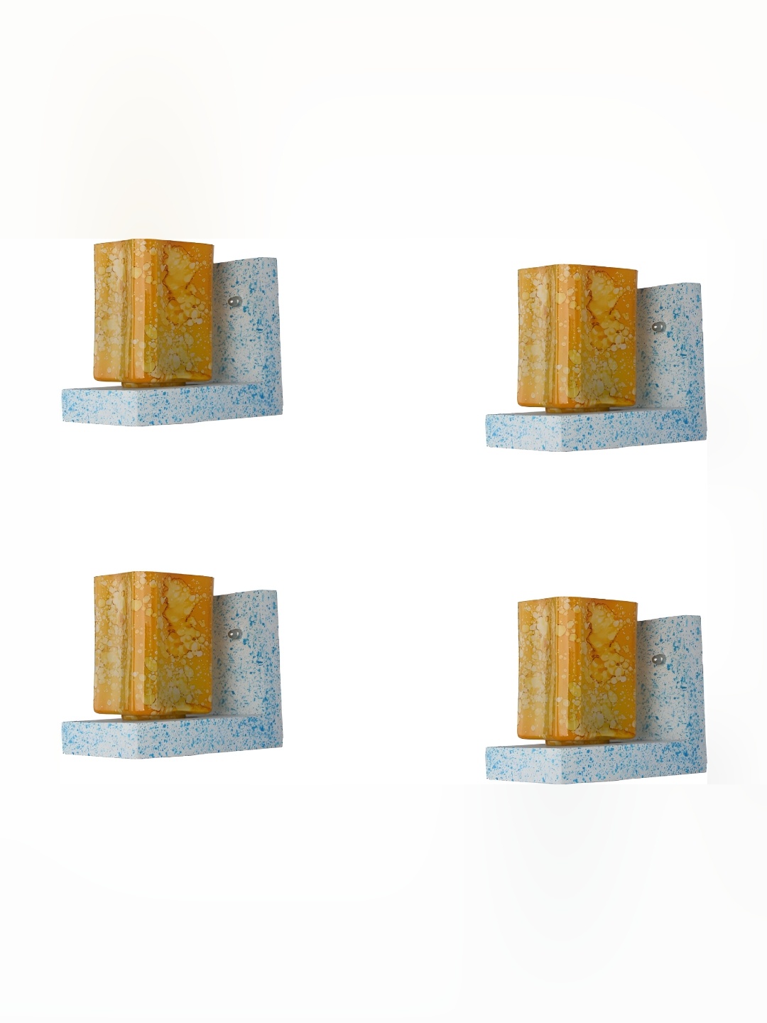 

Afast Yellow & Blue 4 Pieces Printed Rectangle Shaped Glass Wall Lamp