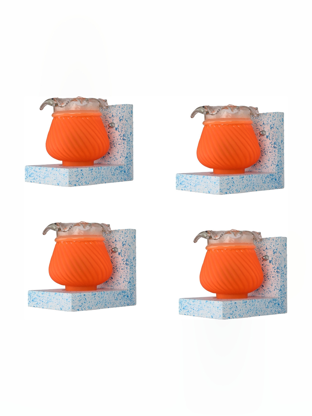

Afast White & Orange 4 Pieces Textured Abstract Shaped Glass Wall Lamp