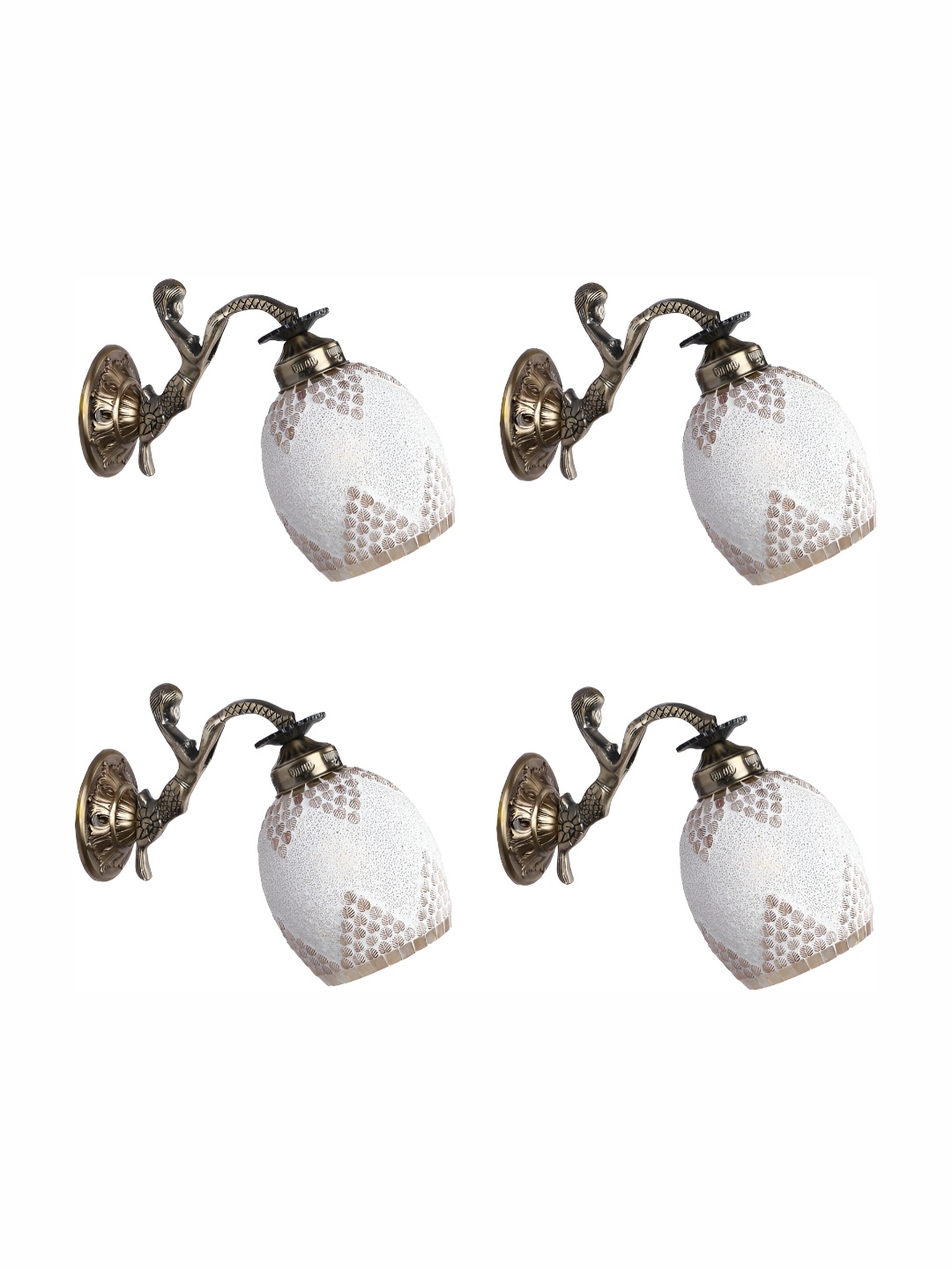 

Afast White & Gold Toned 4 Pieces Printed Bell Shaped Glass Wall Lamp