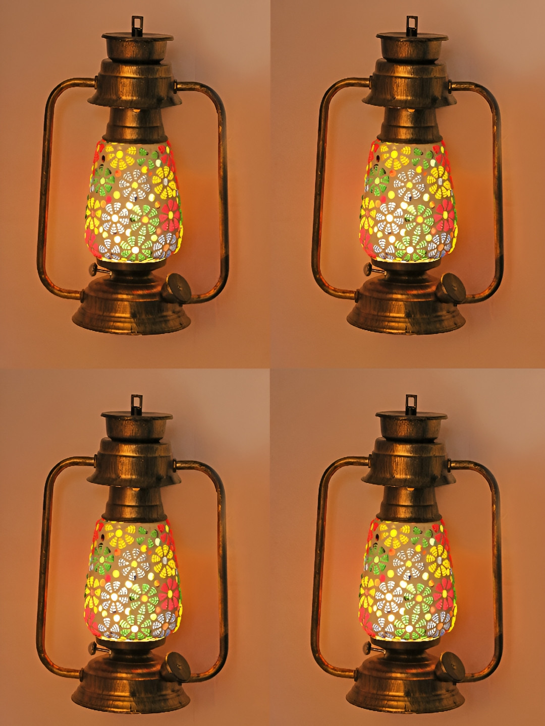

Afast White & Gold Toned 4 Pieces Printed Cylindrical Shaped Glass Wall Lamp