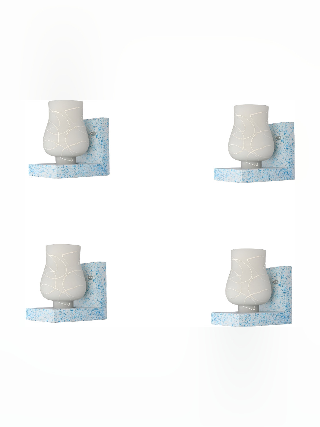 

Afast White 4 Pieces Printed Glass Wall Lamps