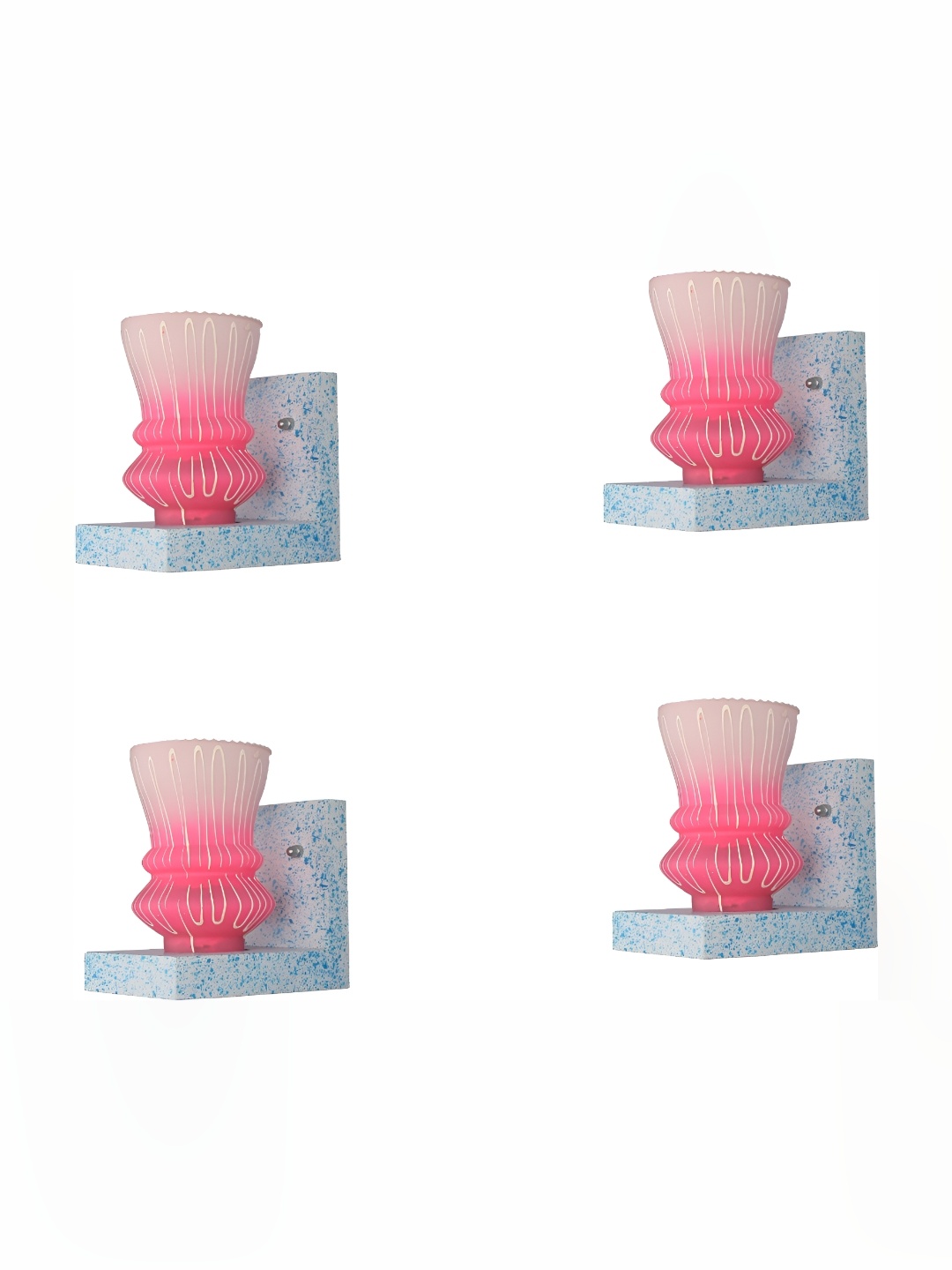

Afast White & Pink 4 Pieces Printed Glass Wall Lamps