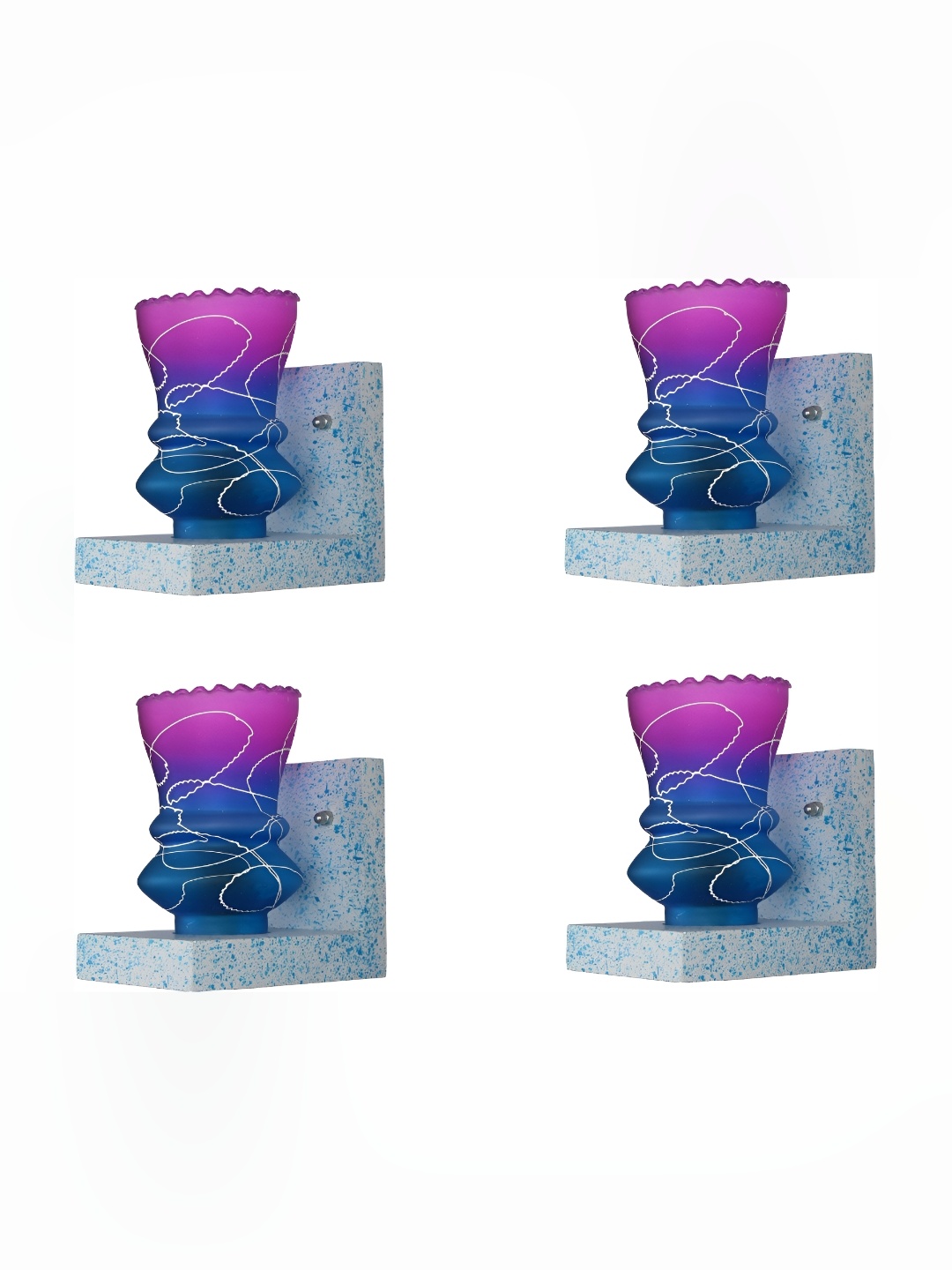 

Afast Purple & Blue 4 Pieces Printed Abstract Shaped Contemporary Glass Wall Lamps
