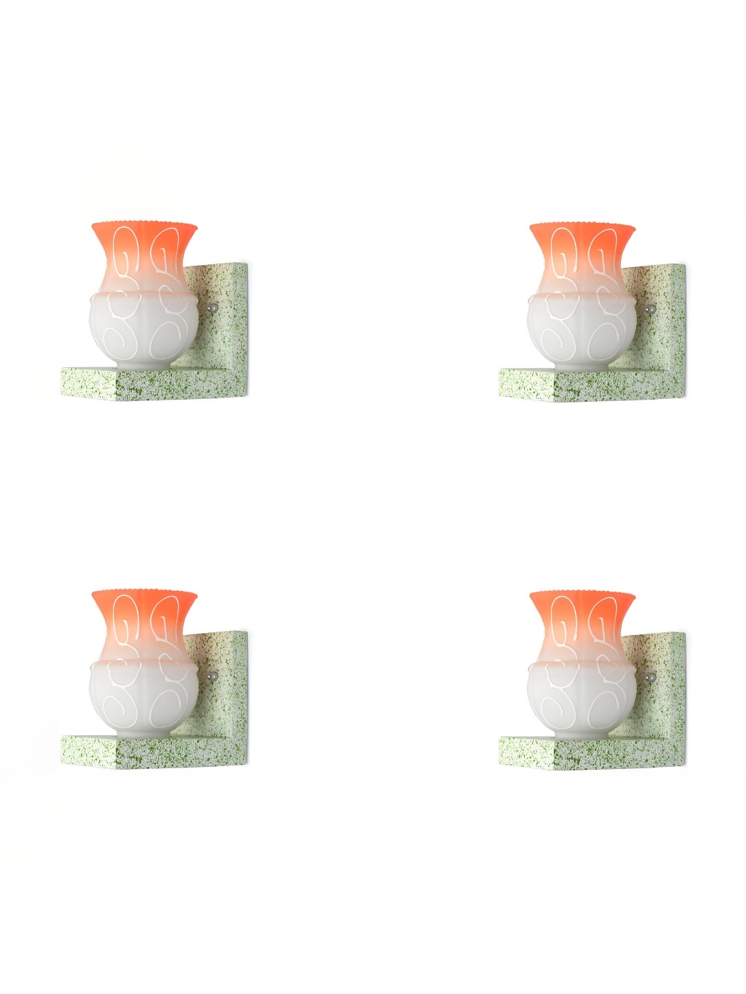 

Afast White & Orange 4 Pieces Printed Abstract Shaped Contemporary Glass Wall Lamps