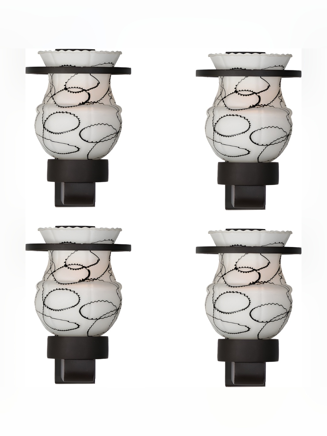 

Afast White & Black 4 Pieces Printed Abstract Shaped Contemporary Glass Wall Lamps