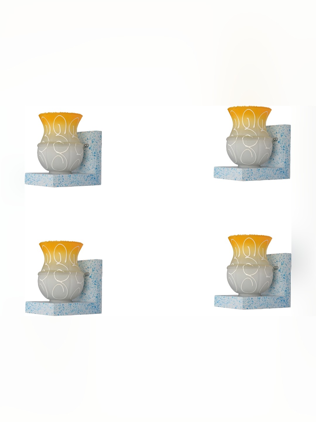 

Afast White & Yellow 4 pieces Bell Shaped Glass Wall Lamps