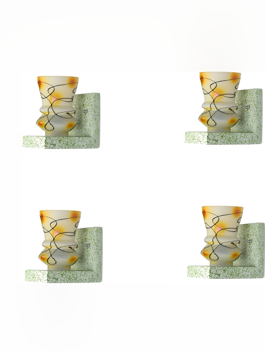 

Afast White & Yellow 4 Pieces Bell Shaped Glass Wall Lamps